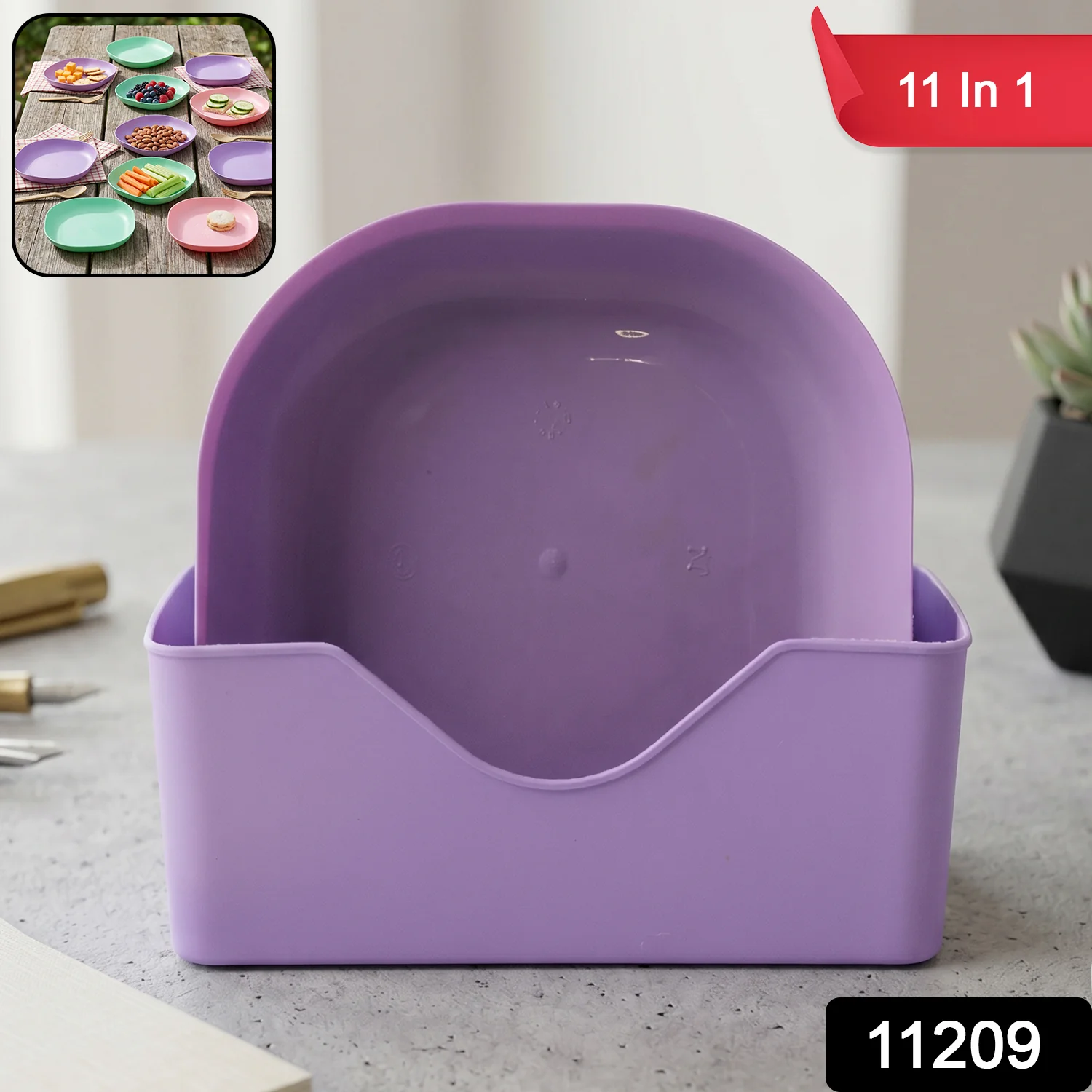 11 in 1 Multipurpose Plastic Snack Serving Tray Plates  (1 Set) - Image 2