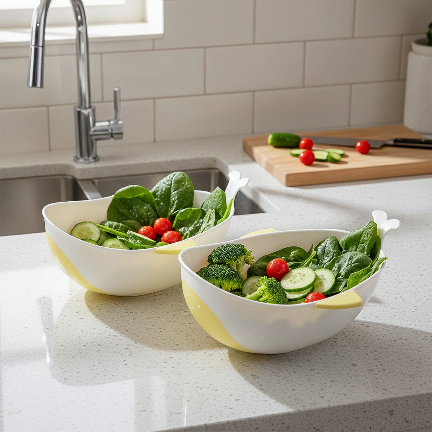 Plastic Rice Pulses Fruits Vegetable Noodles Pasta Washing Bowl and Strainer (2 Pc) - Image 6