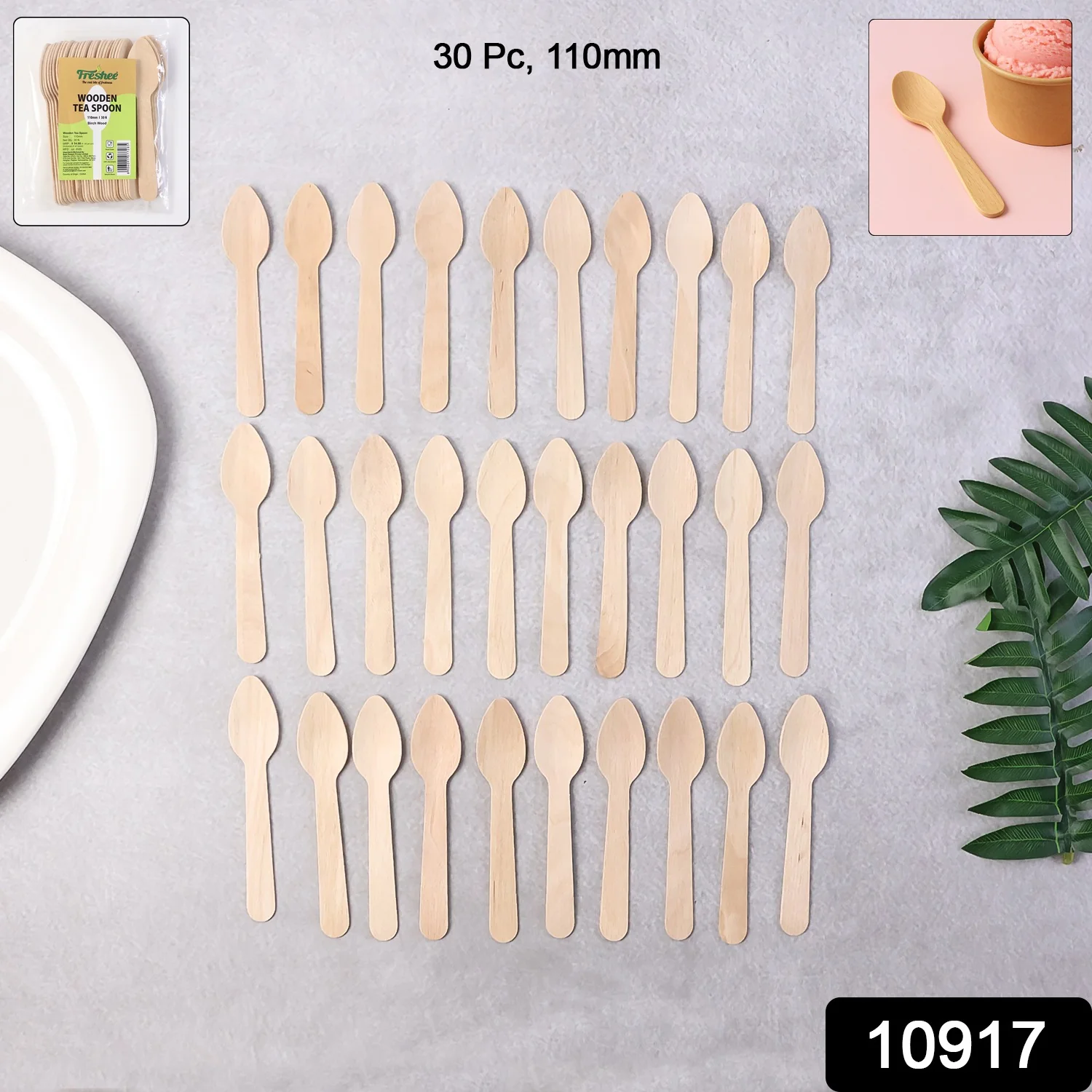 110mm Wooden Tea Spoon – 30 Pcs Pack - Image 2