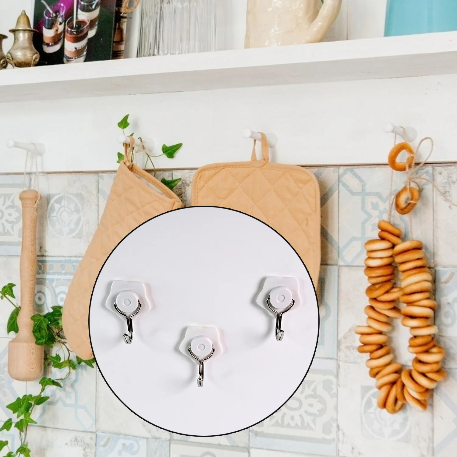 Multipurpose Self Adhesive Plastic Wall Hooks - 6 pcs - Image 3