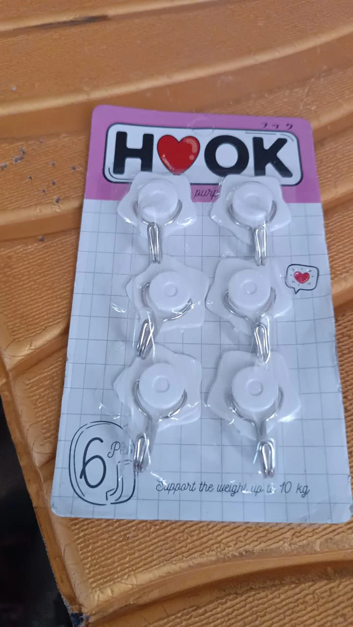 Multipurpose Self Adhesive Plastic Wall Hooks - 6 pcs - Image 7