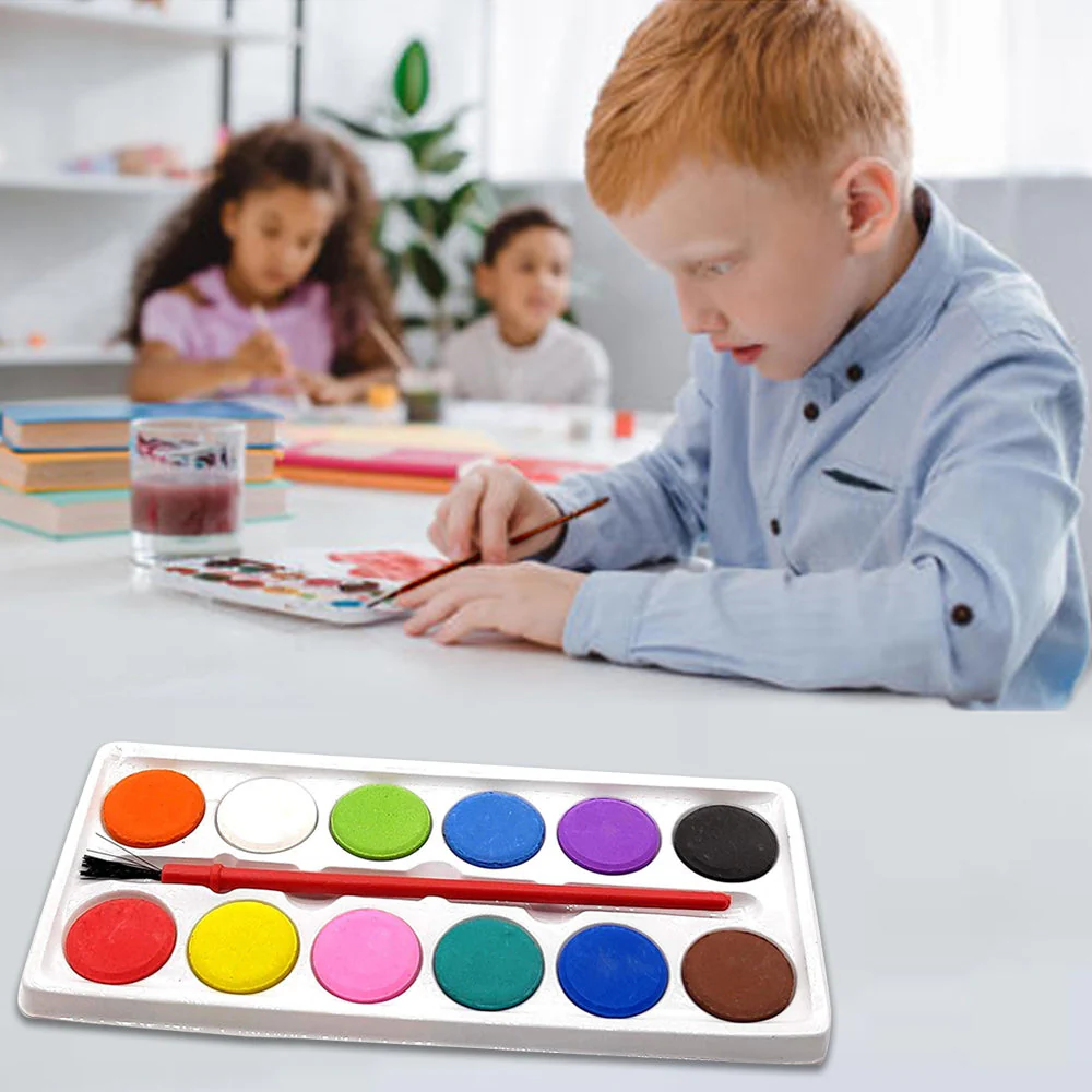 Painting Water Color Kit - 12 Shades and Paint Brush (13 Pcs) - Image 3