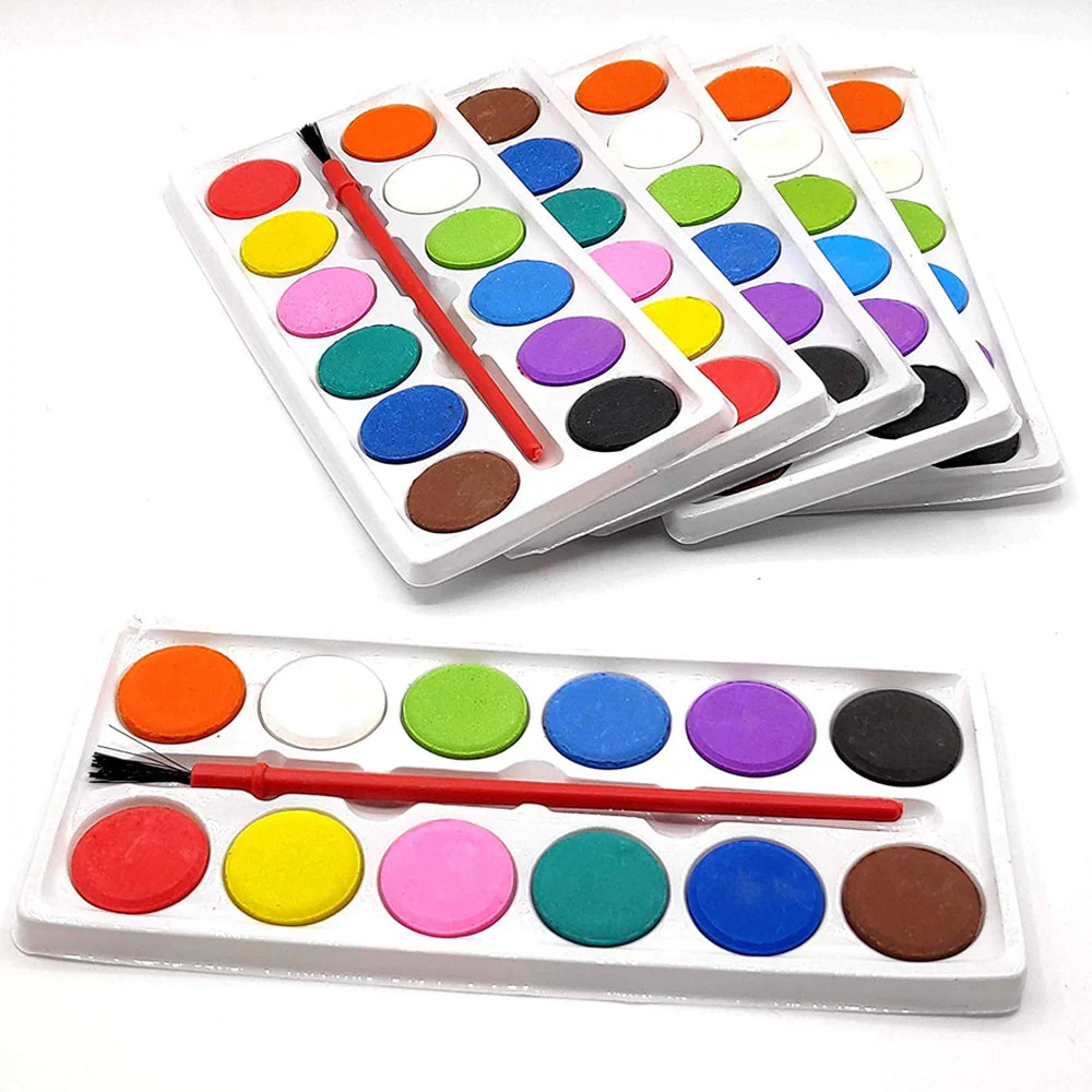 Painting Water Color Kit - 12 Shades and Paint Brush (13 Pcs) - Image 5