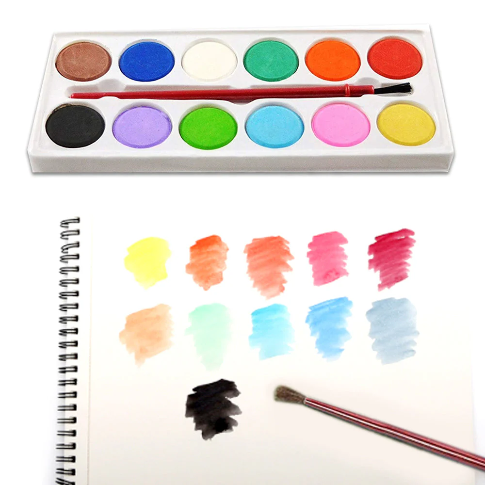 Painting Water Color Kit - 12 Shades and Paint Brush (13 Pcs) - Image 9