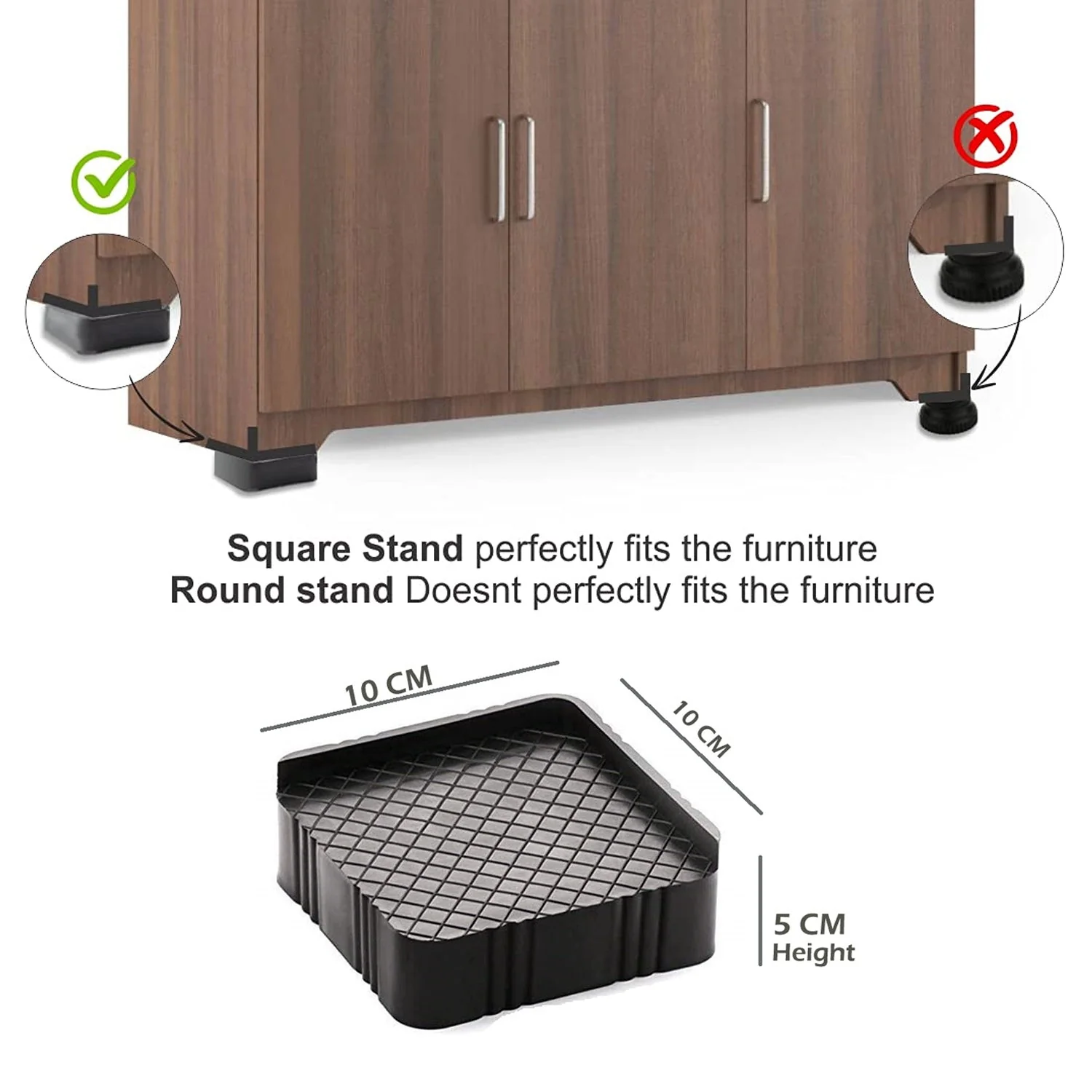 Multipurpose Heavy Duty Cupboard / Refrigerator / Sofa Base Stand - Set of 4 Pcs - Image 8