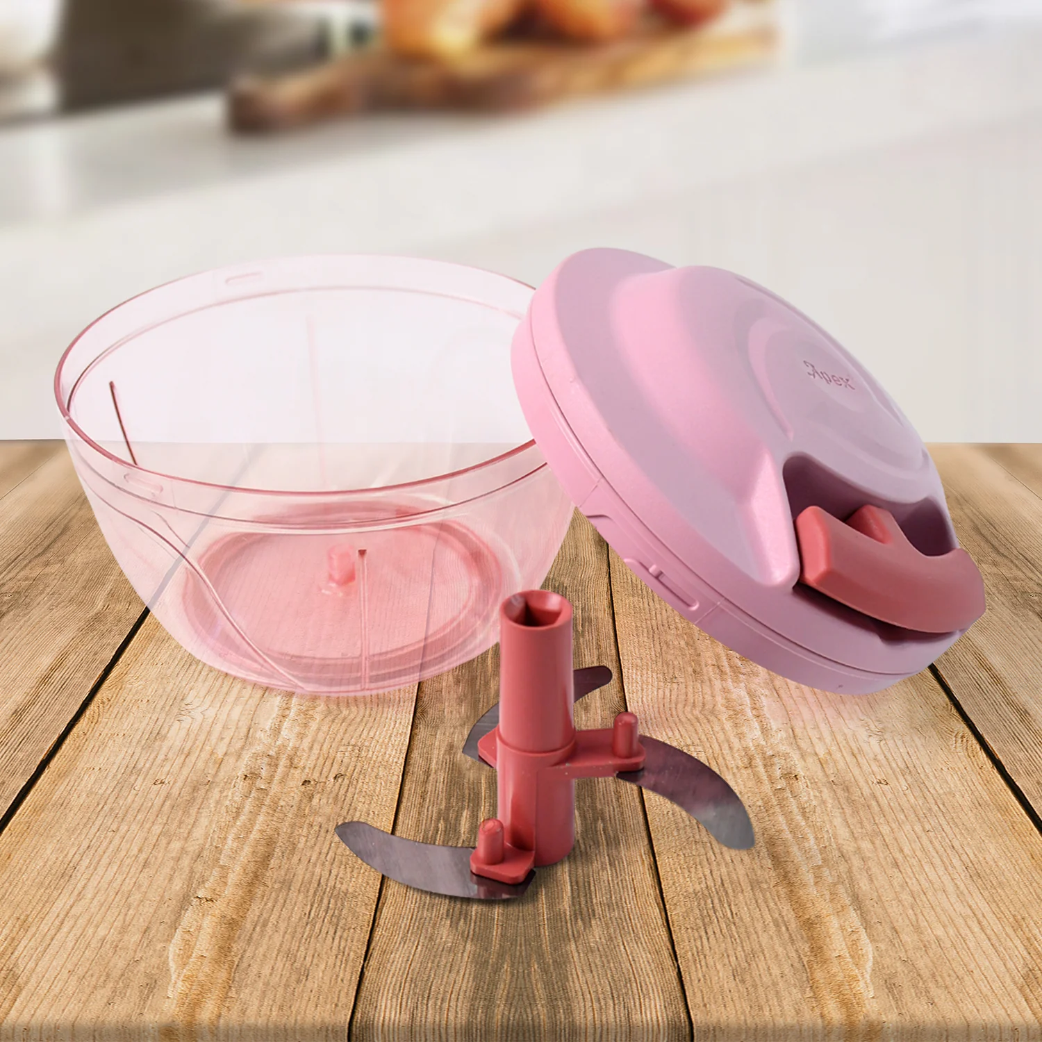 Apex Power-X Triple Stainless Steel Blades and Hand-Pull Vegetable Chopper (500Ml) - Image 4