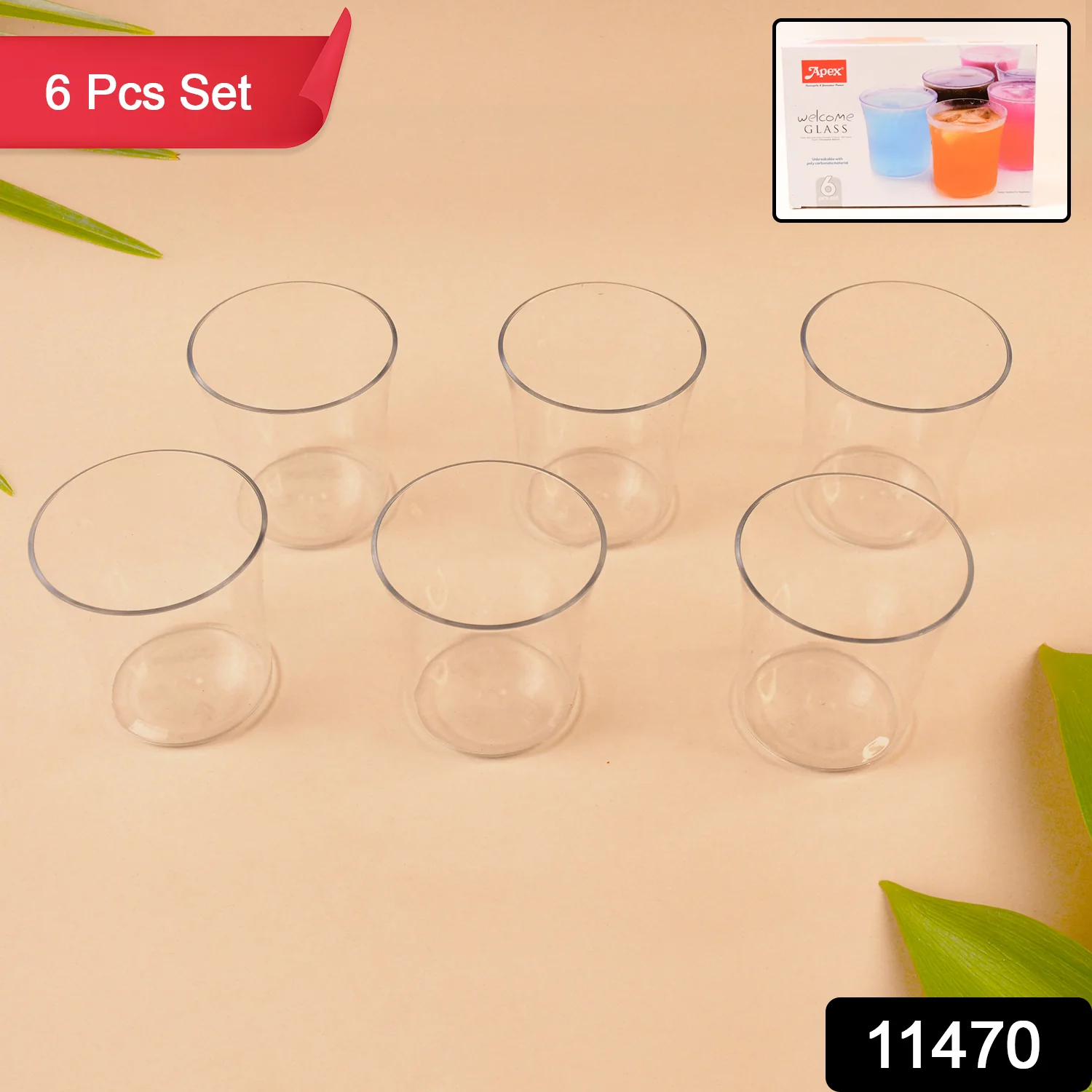 Apex Welcome Plastic Glass Set for Daily Use – Set of 6 - Image 6