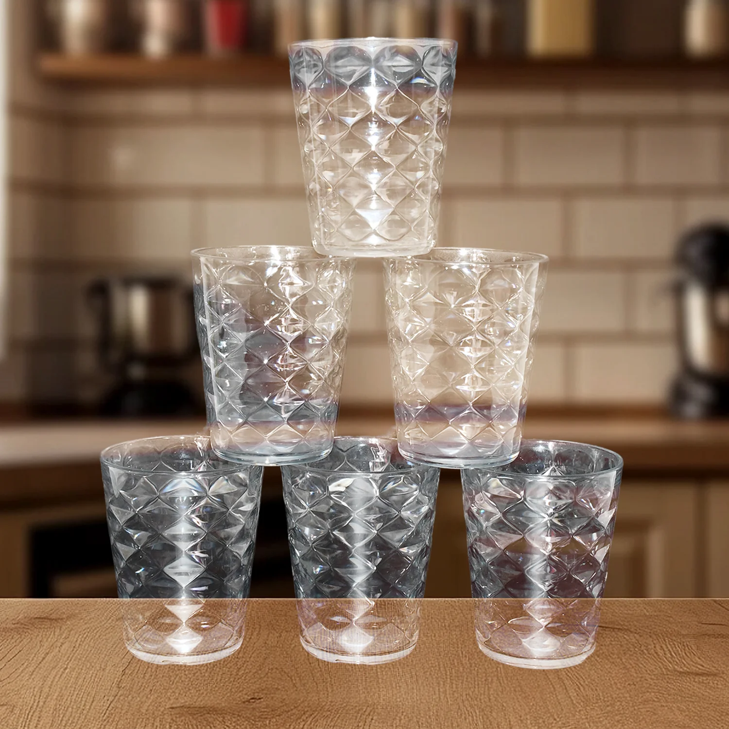 Apex Pyramid Design Unbreakable Plastic Glass – 300 ML - Image 7