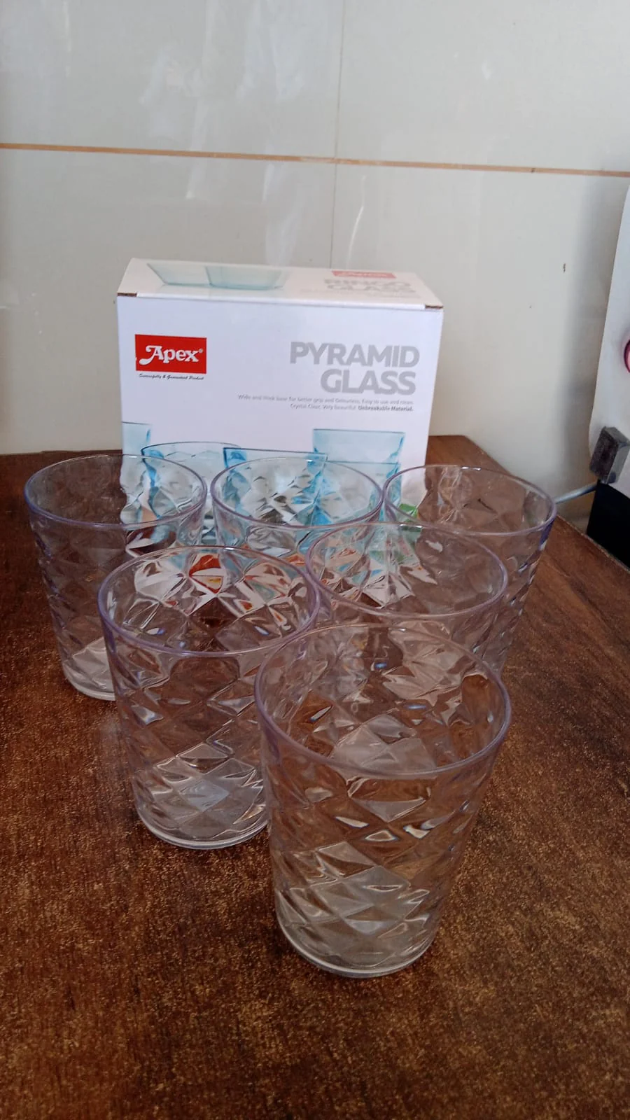 Apex Pyramid Design Unbreakable Plastic Glass – 300 ML - Image 8
