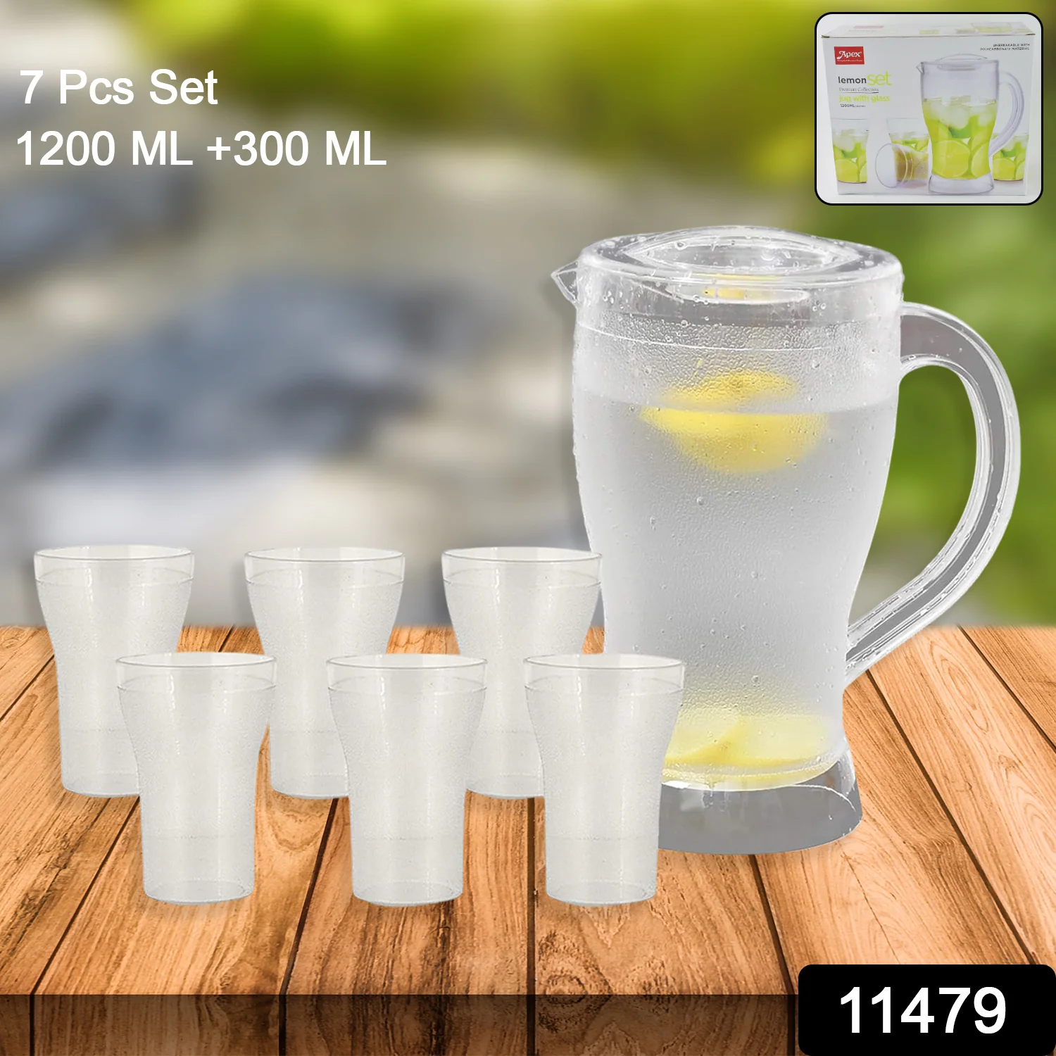Apex Unbreakable Lemon Jug Set with 6 Glasses – 1200ML Jug + 300ML Glasses Approx - Image 2