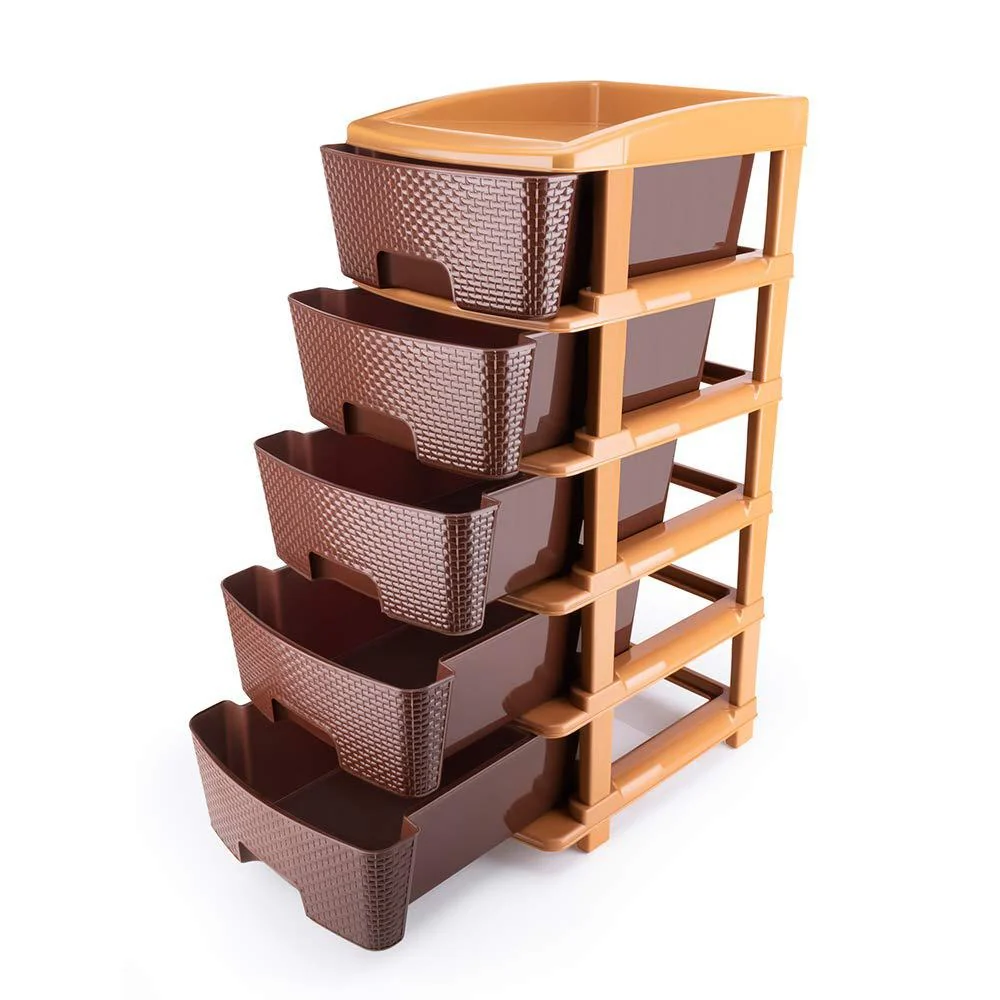 5tier Plastic Modular Drawer System For Multiple Use (Brown colour) - Image 4