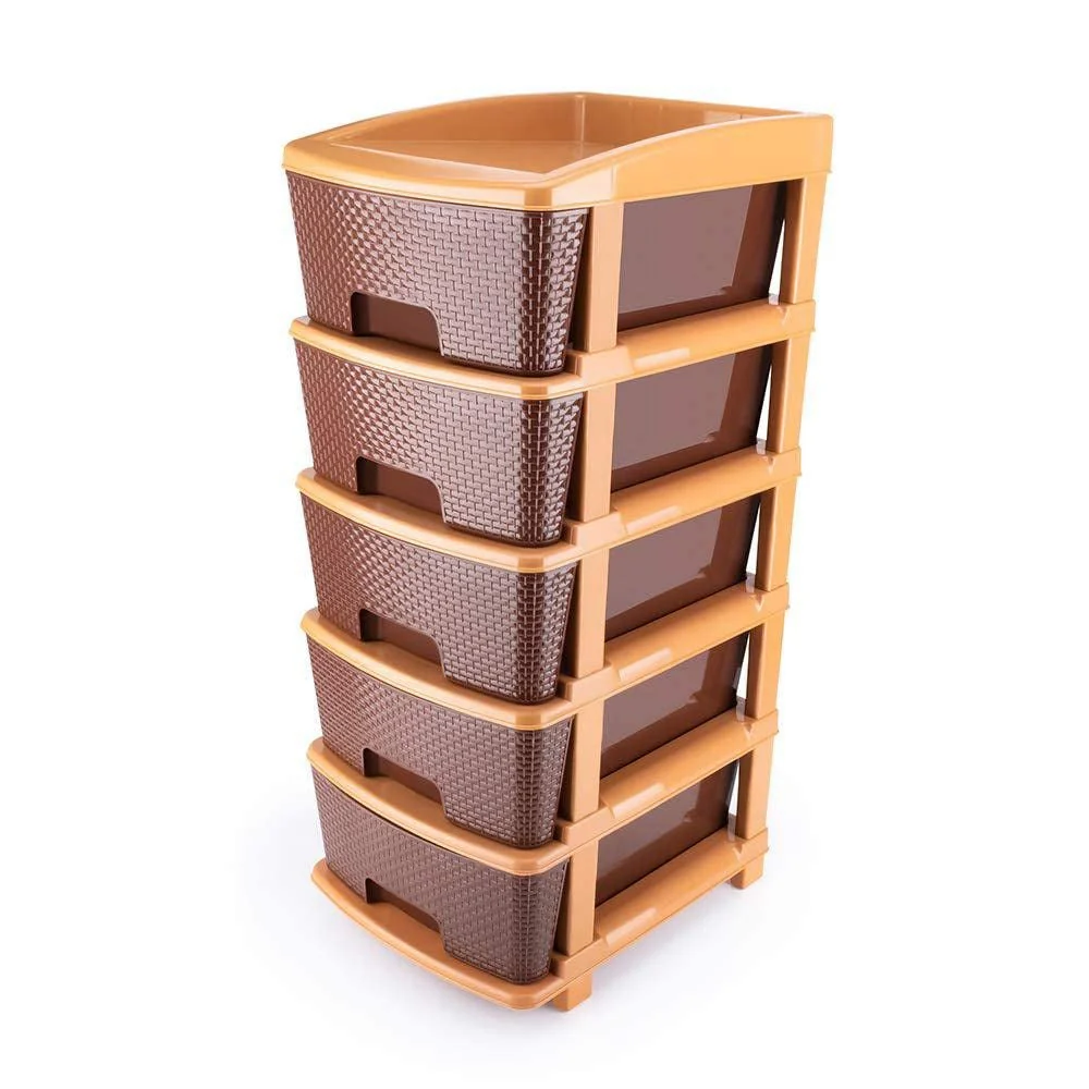 5tier Plastic Modular Drawer System For Multiple Use (Brown colour) - Image 7