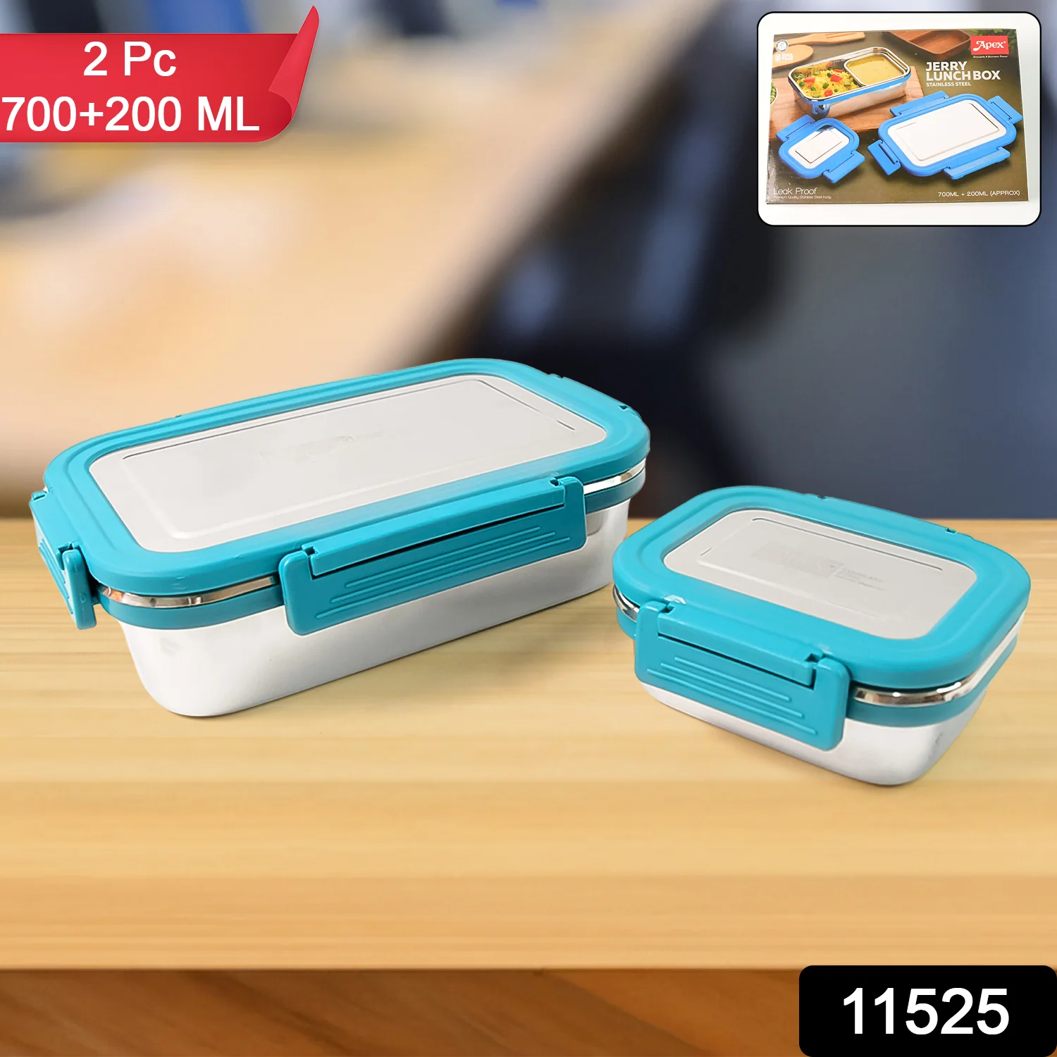 Apex Jerry Lunch Box Stainless Steel Food Container (2 Pc / 700+200 ML Approx) - Image 2