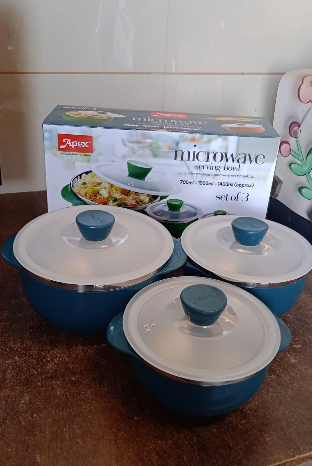 Apex Microwave-Safe Serving Bowl 3 Pcs Set (700ml, 1000ml, 1400ml) - Image 7
