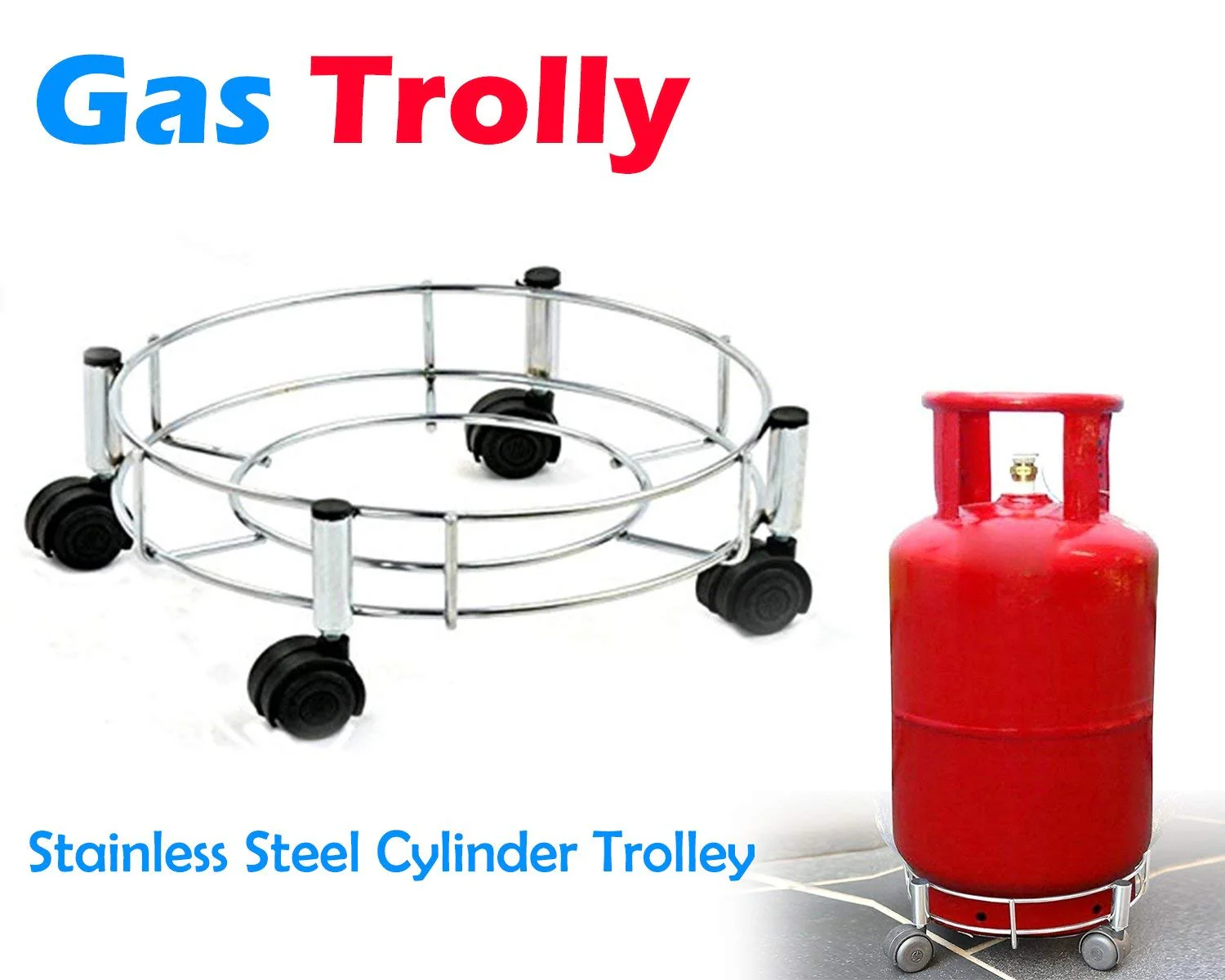 Stainless Steel Gas Cylinder Trolley, Gas Trolley - Image 6