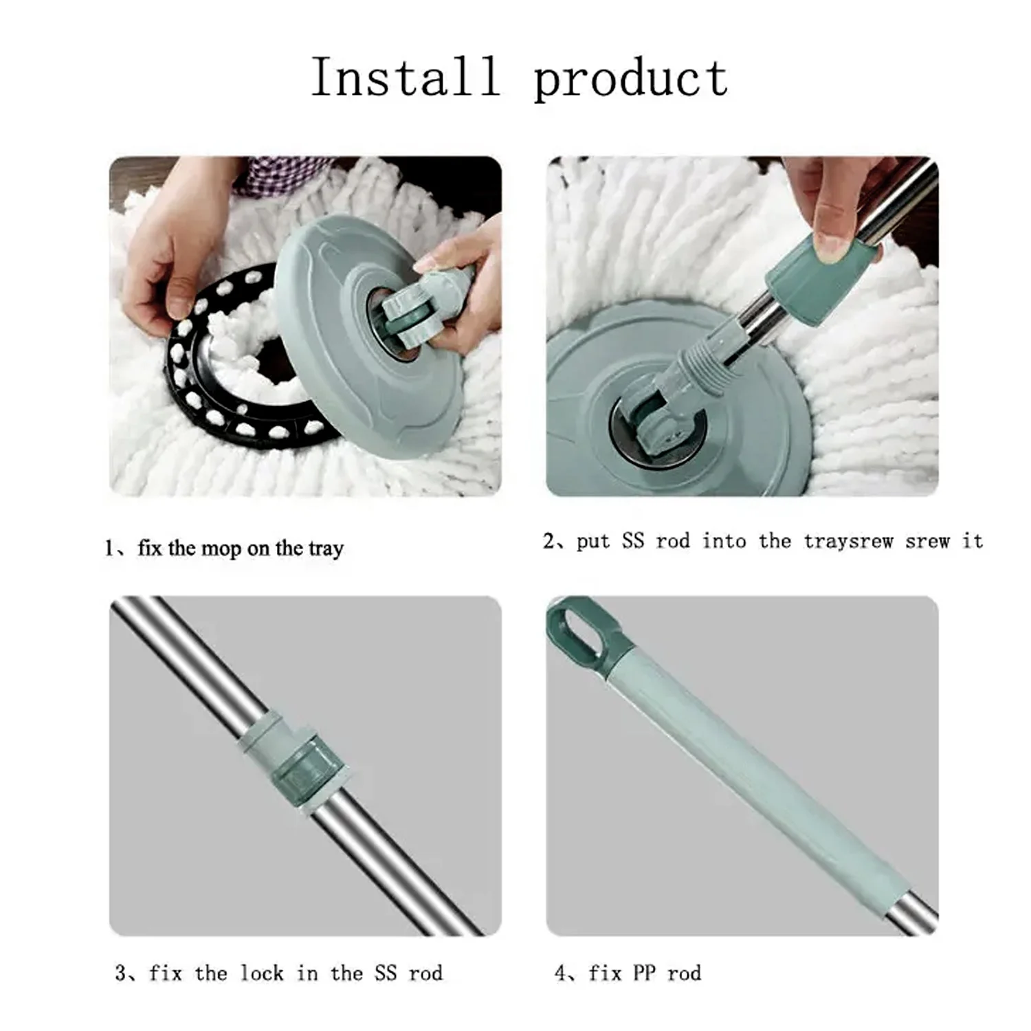 Quick Spin Cleaning Mop with Bucket - Image 6