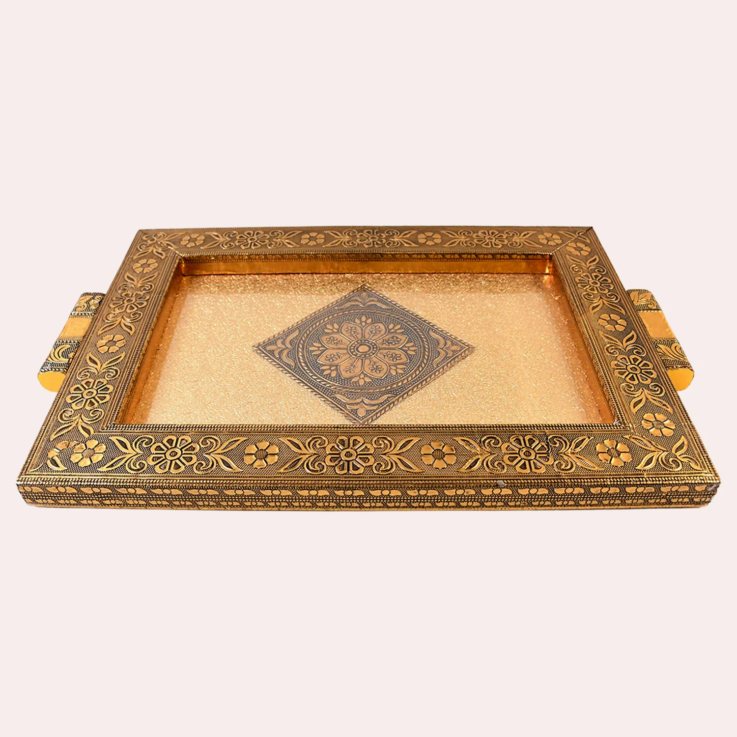 Premium Antique-Style Rajwadi Decorative Serving Tray – 40x26 cm - Image 4