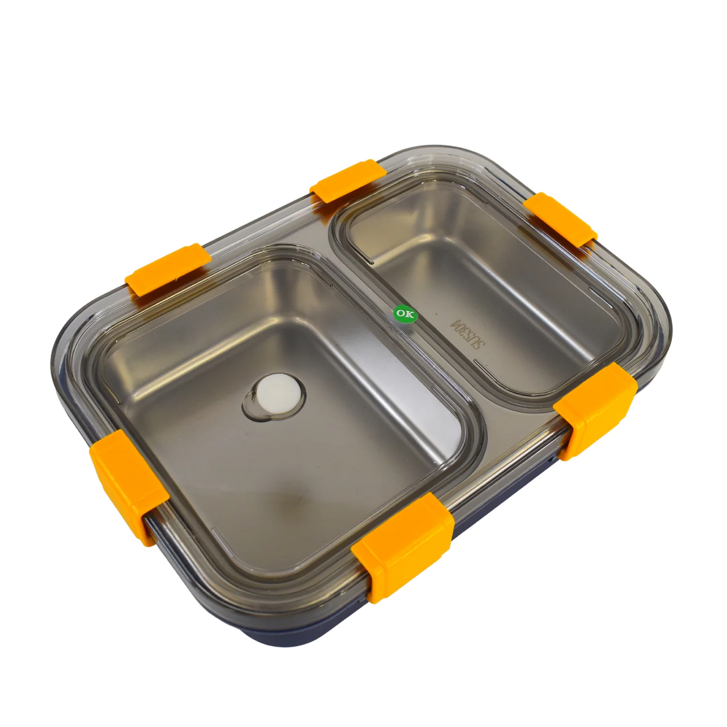 Stainless Steel Lunch Box 2 Section Lunch Box With Spoon - Image 5