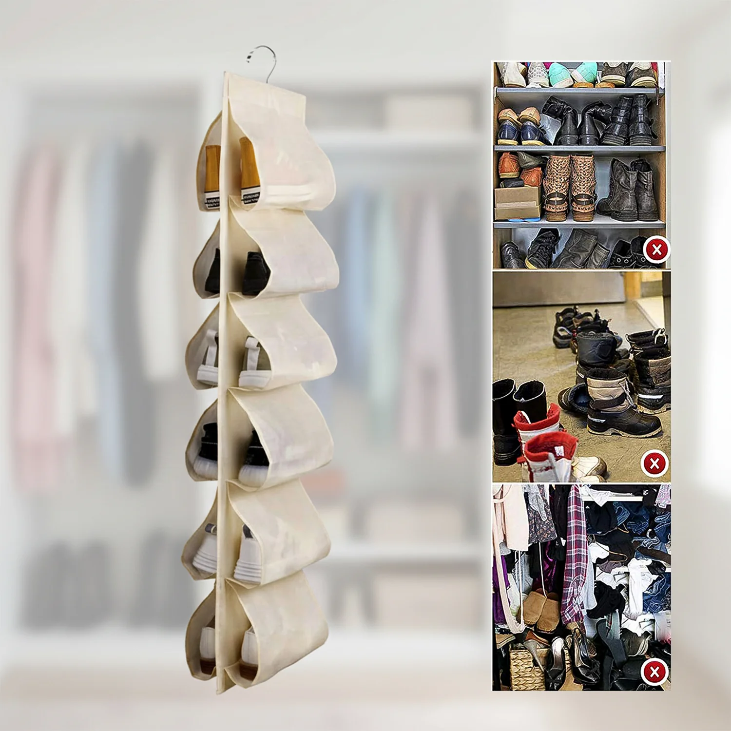 12 Grids Hanging Storage Bag (1 Pc / 12 Pocket / Mix Color) - Image 4