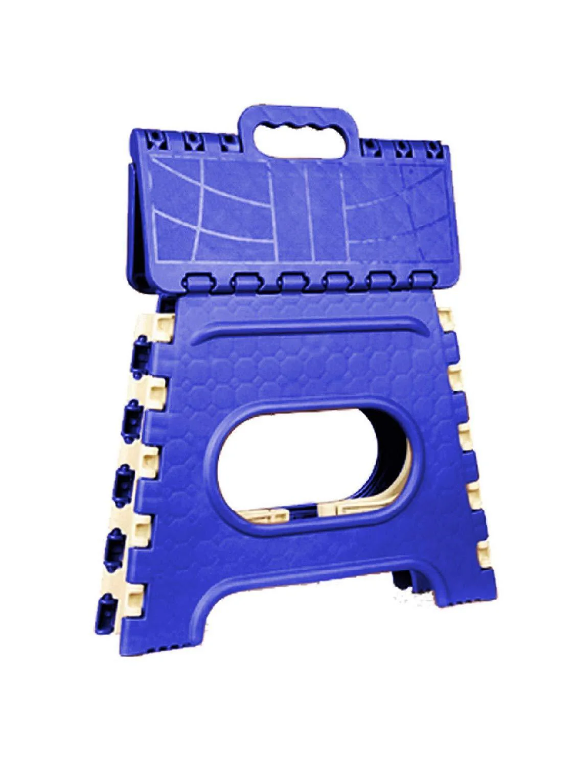 2009_12 Inch Plastic Folding Step Stool for Kids and Adults with Handle (Multicolor) - Image 2