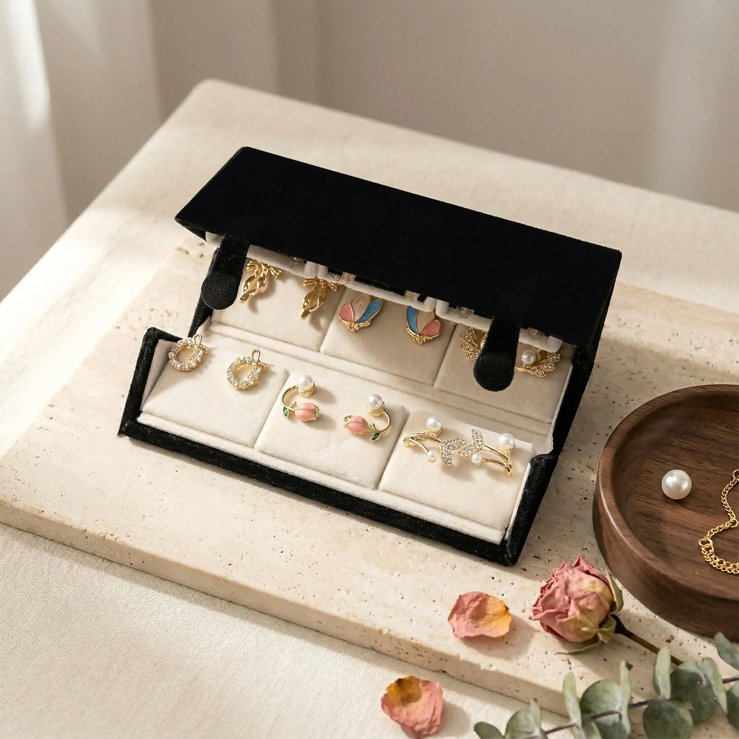 Korean Anti Tarnish Earrings Combo Set With Velvet Box for Women And Girls (12 Pair) - Image 3