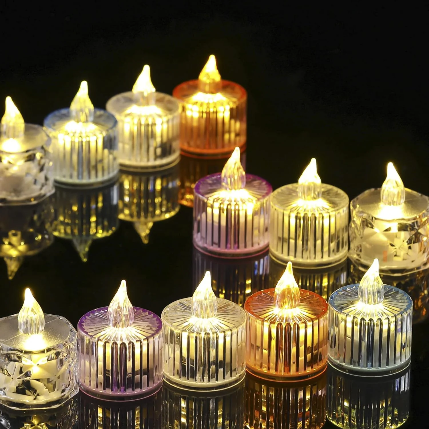 Flameless Acrylic LED Tealight Candles for Festival Decor (12 Pc) - Image 6