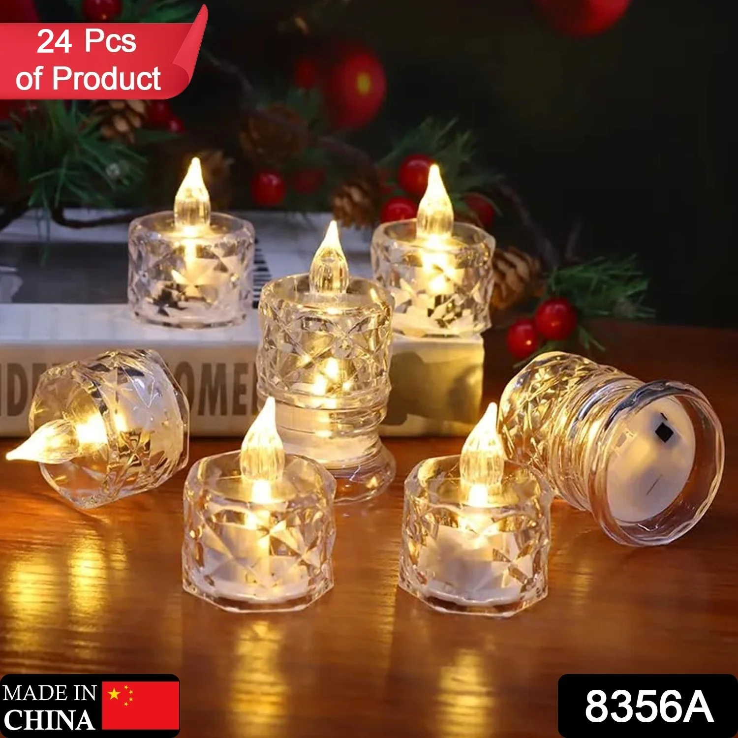 Flameless Acrylic LED Tealight Candles for Festival Decor (24 Pc) - Image 2