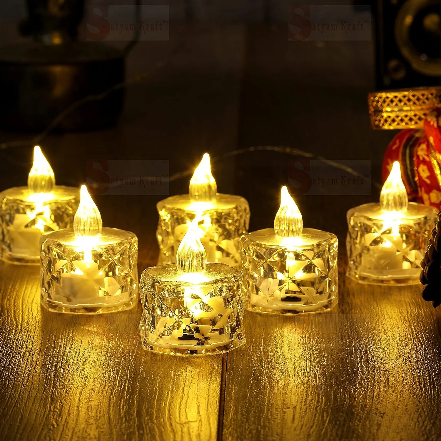 Flameless Acrylic LED Tealight Candles for Festival Decor (24 Pc) - Image 3