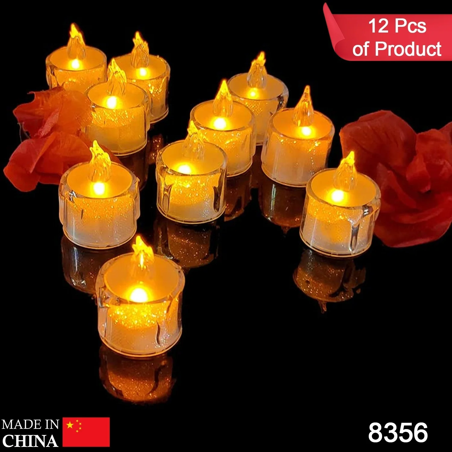 12 Pcs Flameless and Smokeless Decorative Acrylic Candles Transparent Led Tea Light Candle for Gifting, House, Diwali, Christmas, Festival, Events Decor Candles, Diwali - Image 2