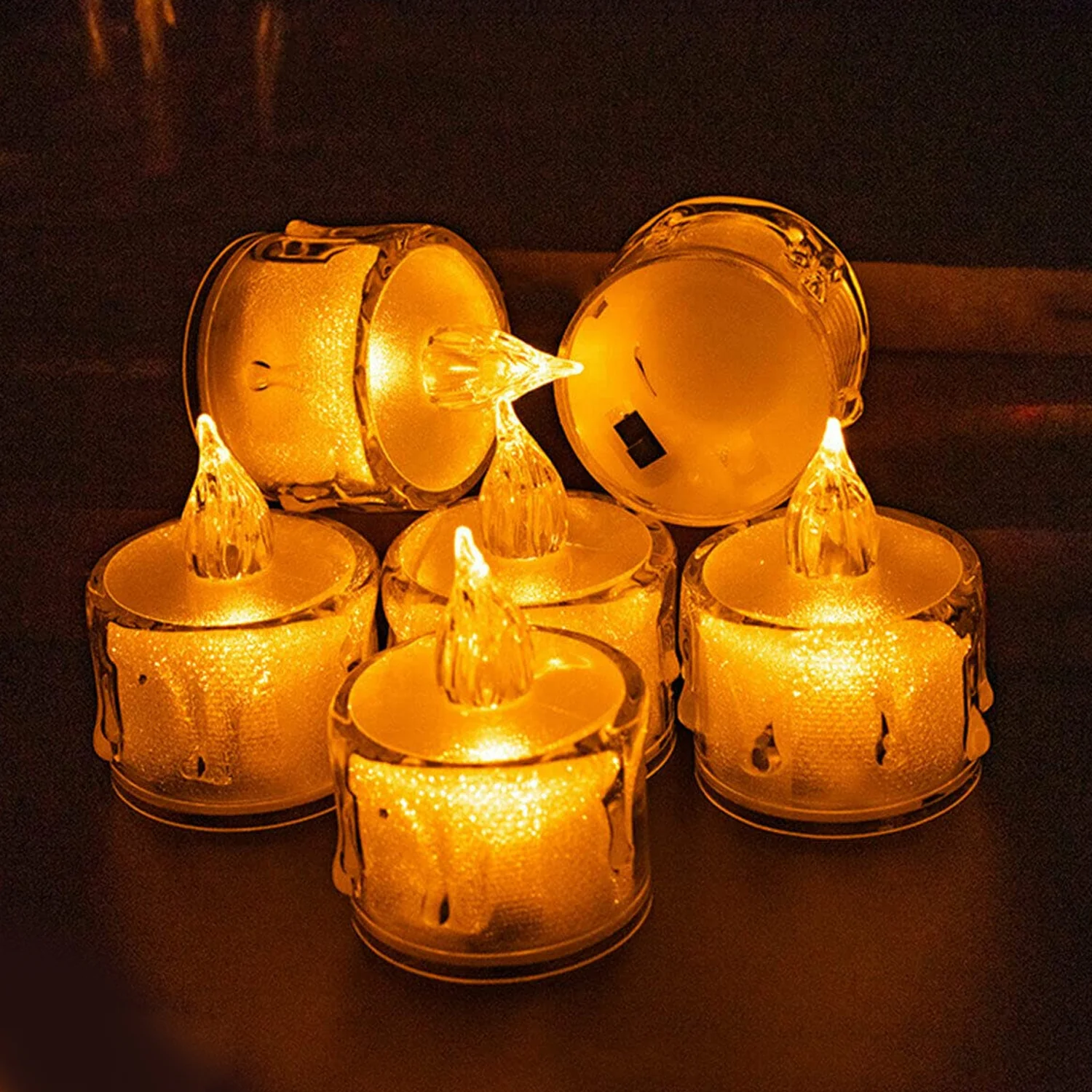 12 Pcs Flameless and Smokeless Decorative Acrylic Candles Transparent Led Tea Light Candle for Gifting, House, Diwali, Christmas, Festival, Events Decor Candles, Diwali - Image 3
