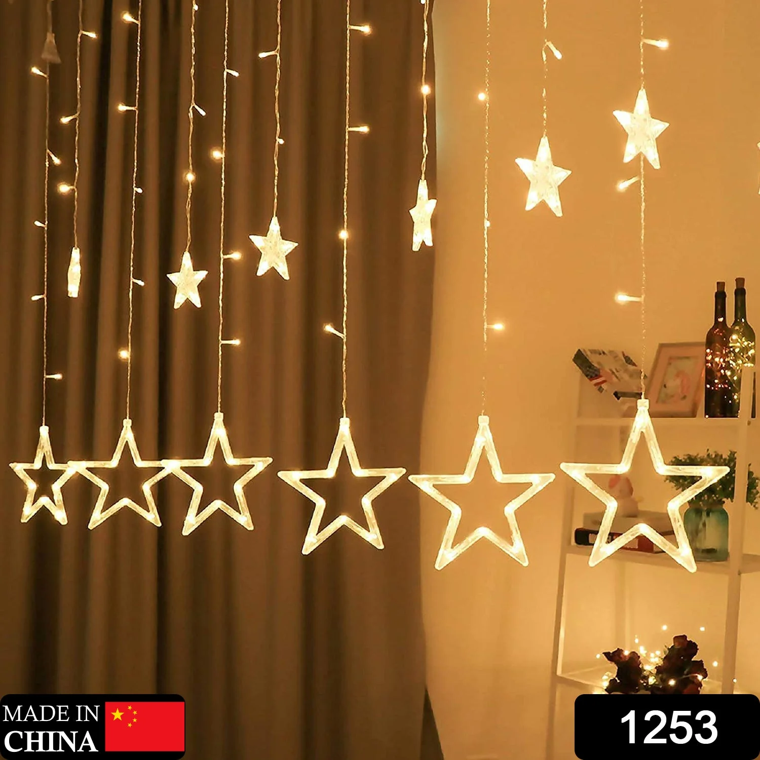 12 Stars Curtain String Lights, Window Curtain Lights - Image 2