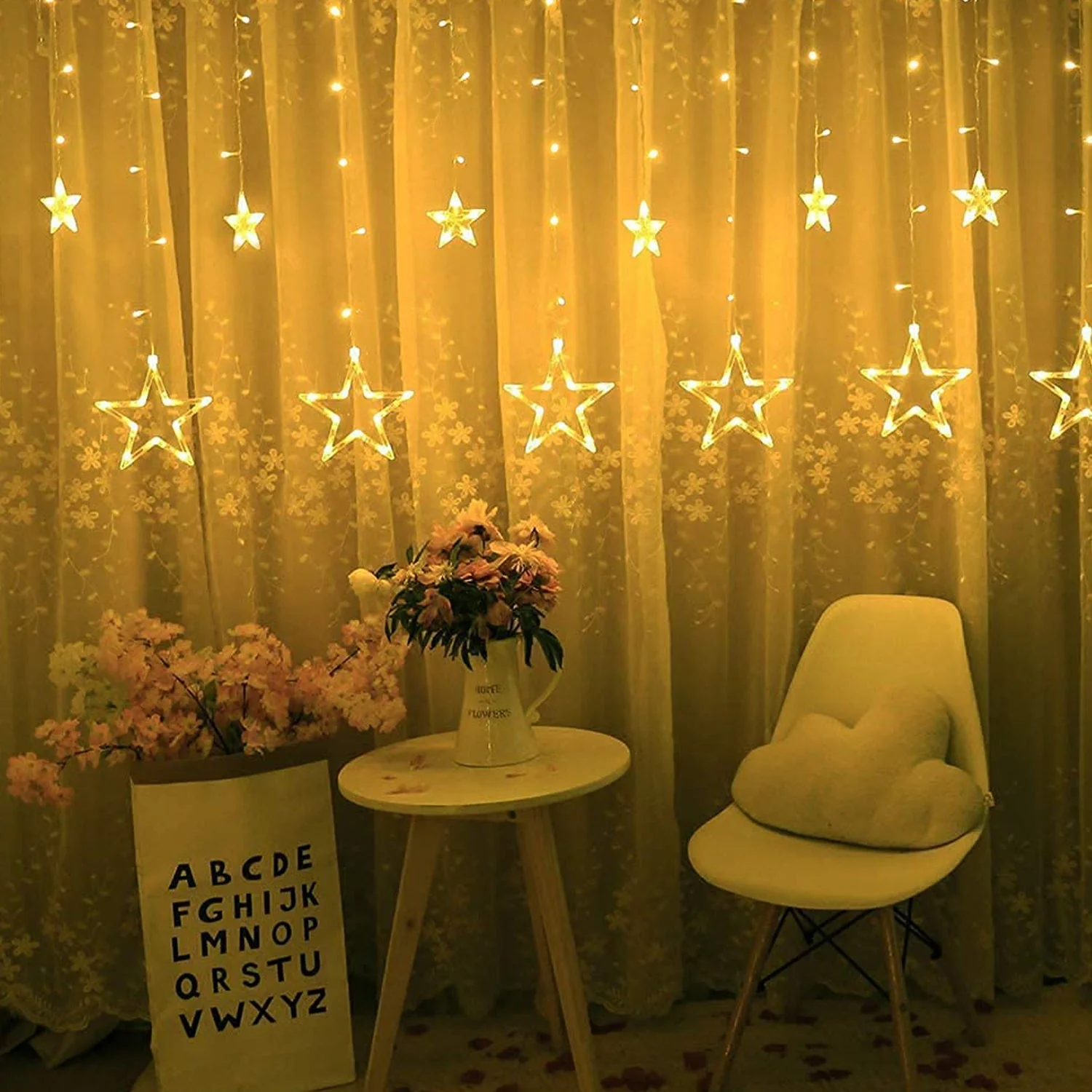 12 Stars Curtain String Lights, Window Curtain Lights - Image 3