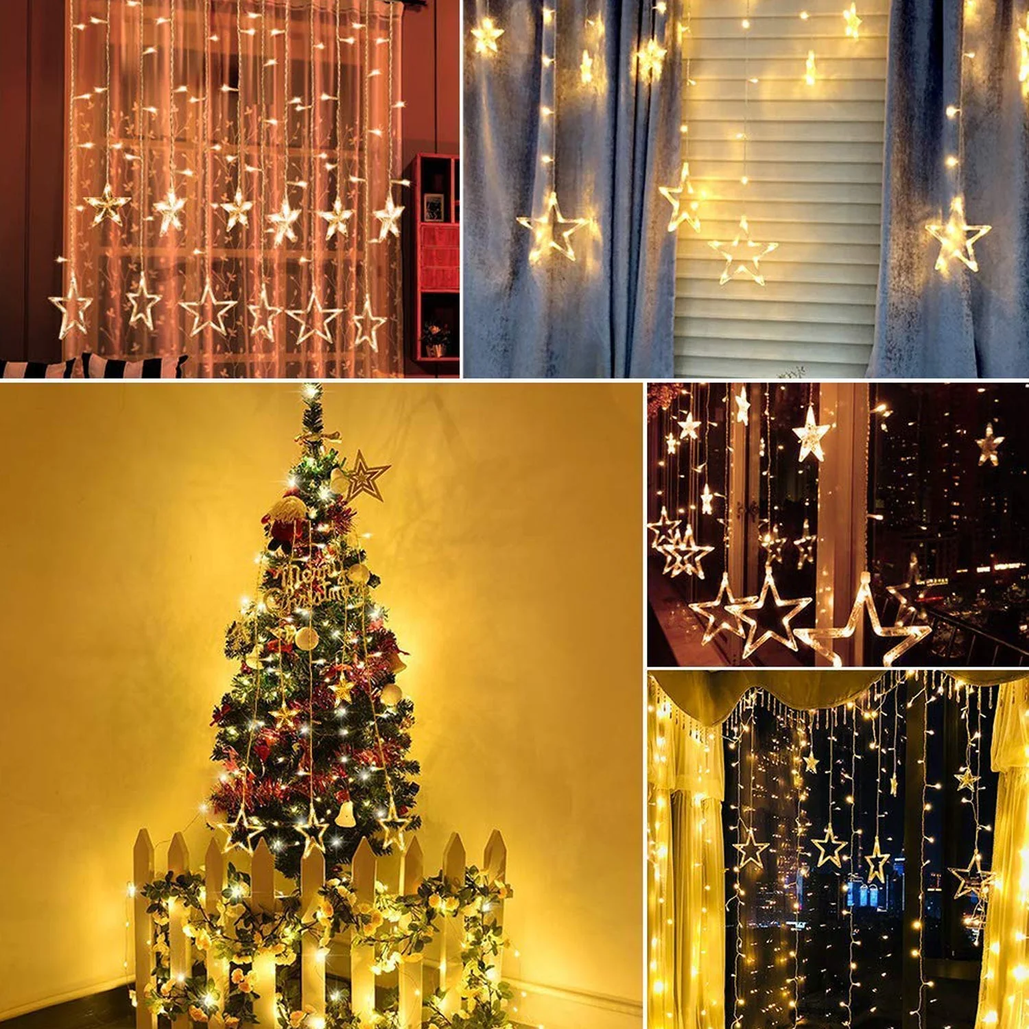 12 Stars Curtain String Lights, Window Curtain Lights - Image 4