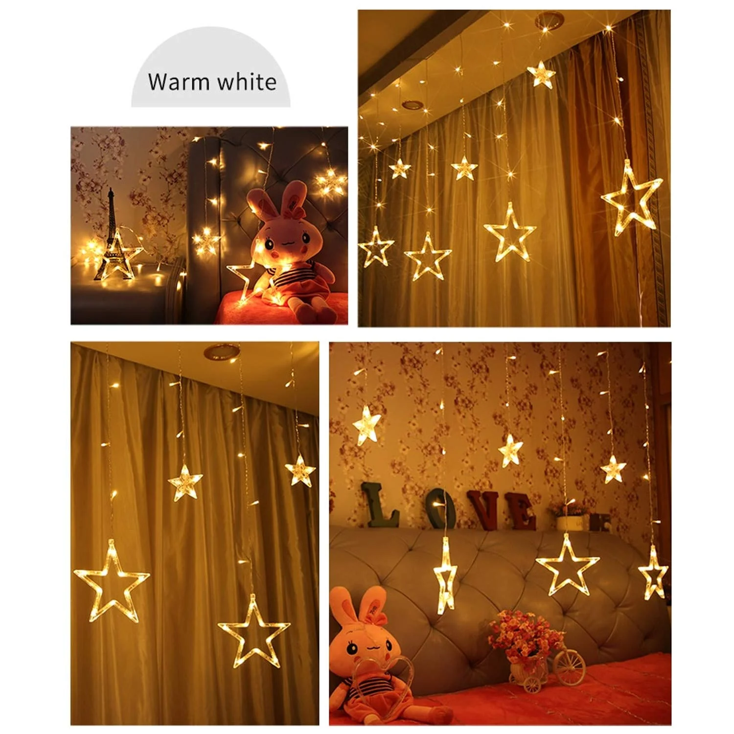 12 Stars Curtain String Lights, Window Curtain Lights - Image 8