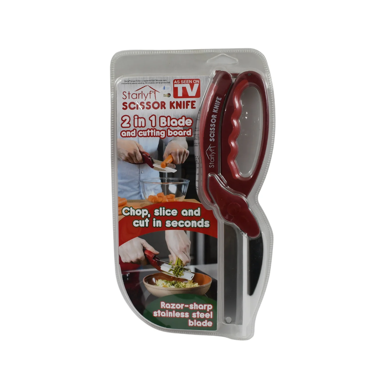2-in-1 Kitchen Scissor – Spring Locking Knife & Chopping Board (1 Pc) - Image 10
