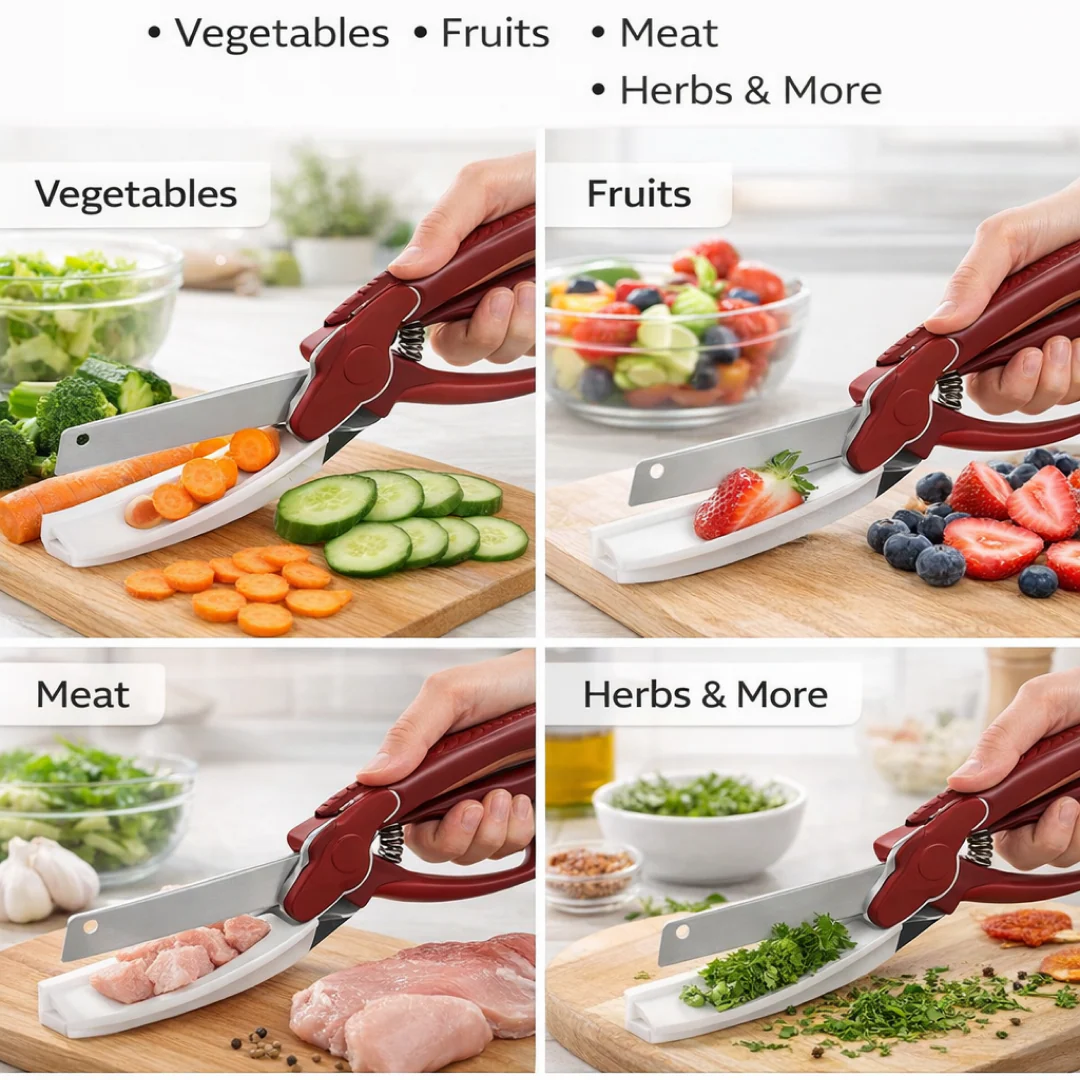 2-in-1 Kitchen Scissor – Spring Locking Knife & Chopping Board (1 Pc) - Image 3