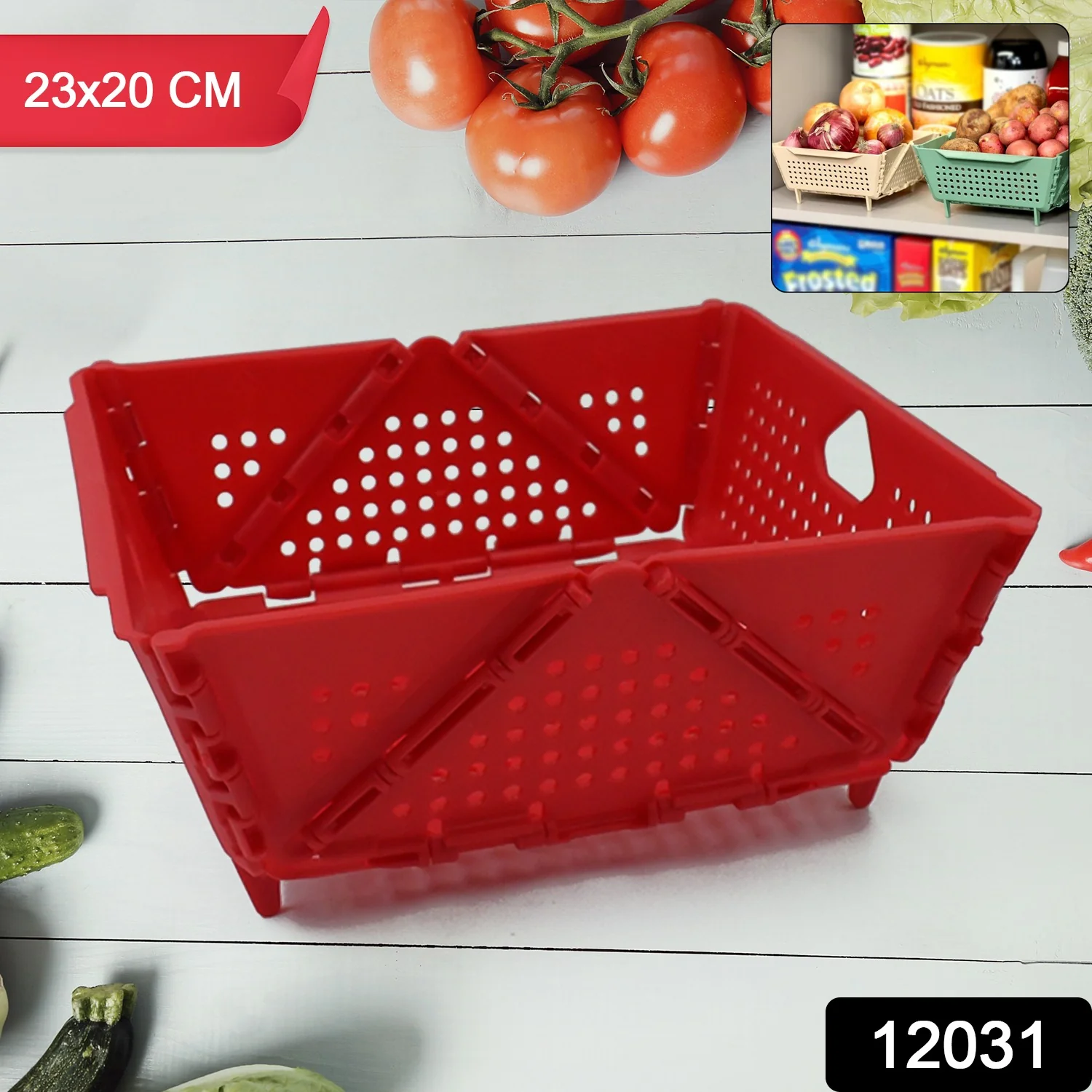 Flexi fold Storage Basket Box with Holes Ventilated Design (23×20 Cm / 1 Pc) - Image 2