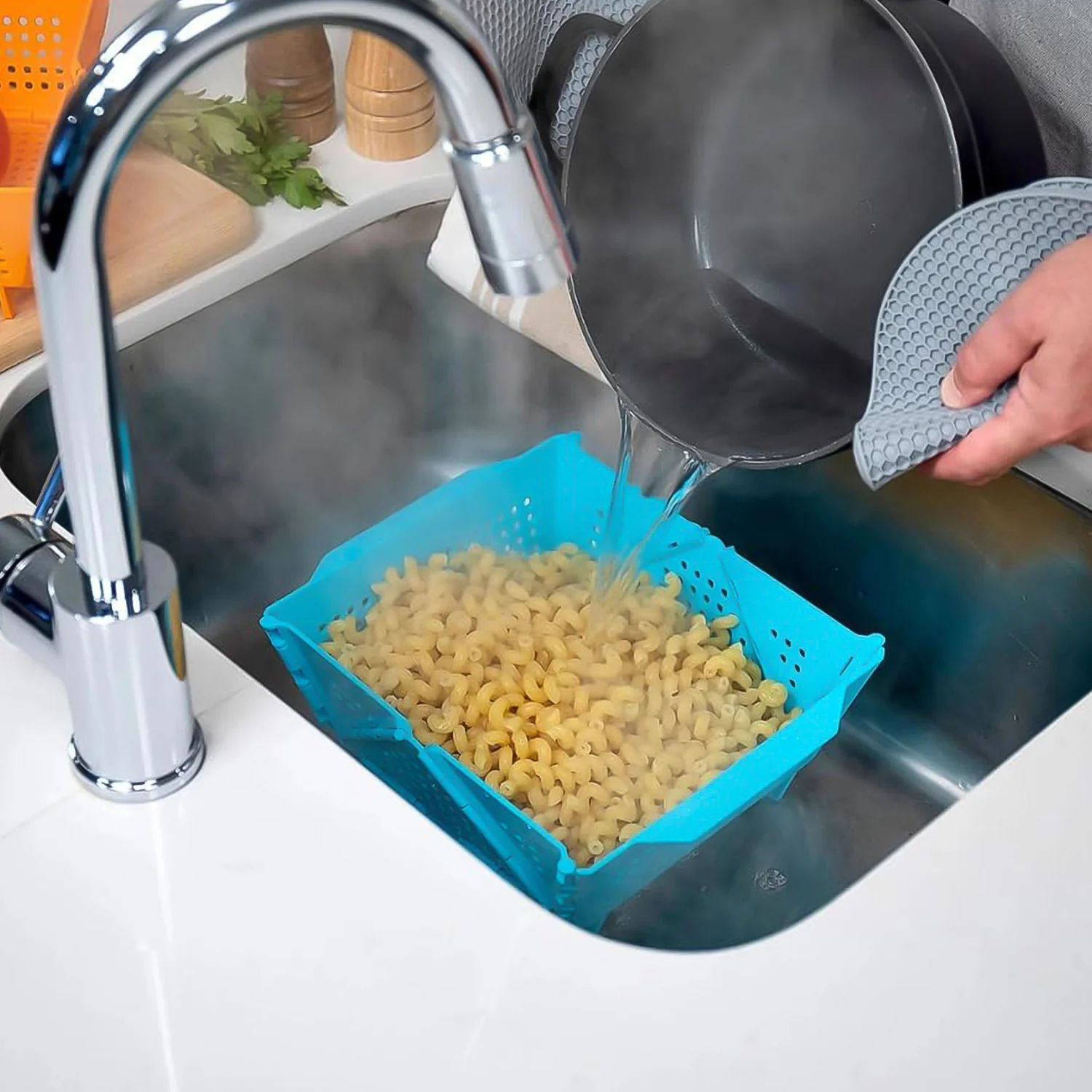 Flexi fold Storage Basket Box with Holes Ventilated Design (23×20 Cm / 1 Pc) - Image 5
