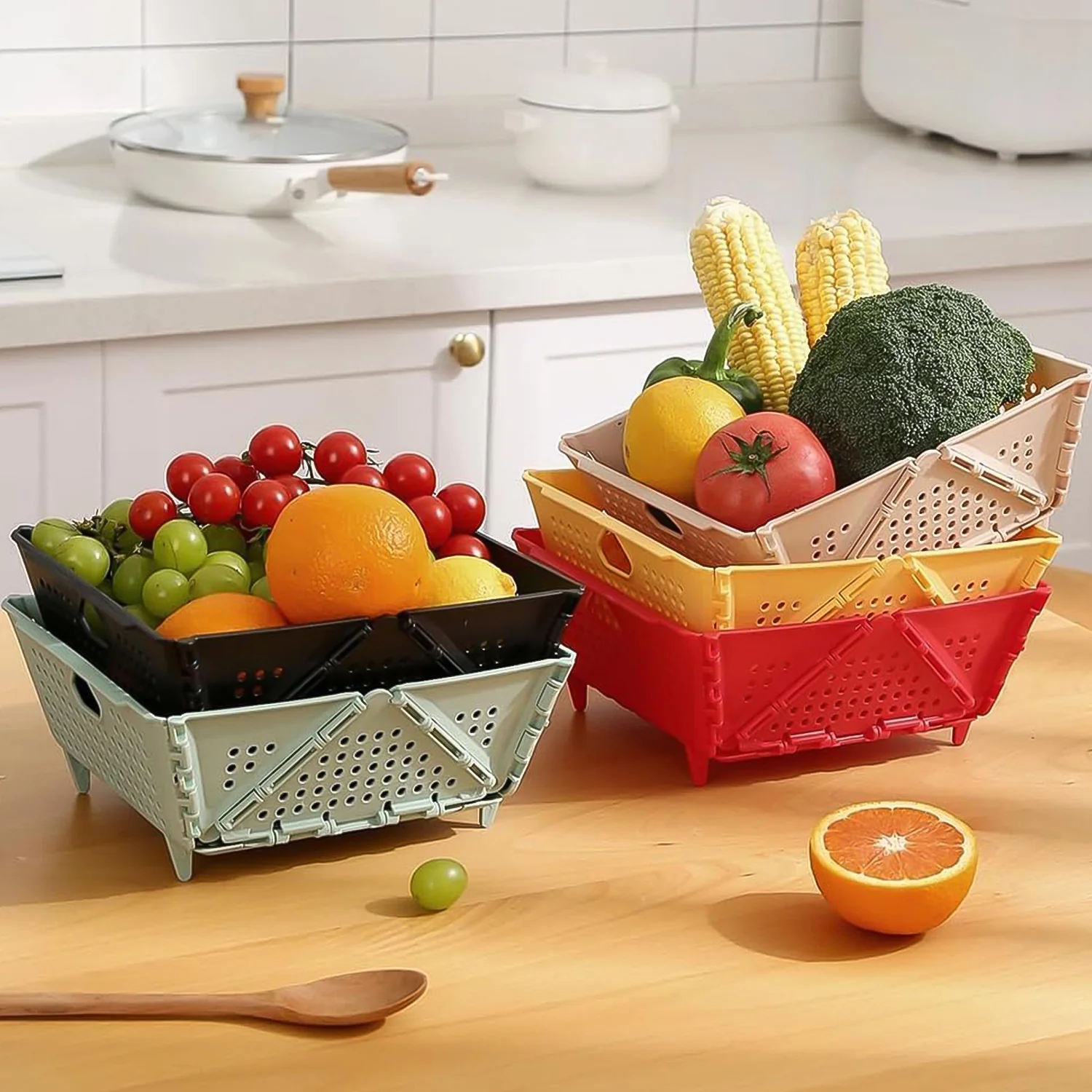 Flexi fold Storage Basket Box with Holes Ventilated Design (23×20 Cm / 1 Pc) - Image 6