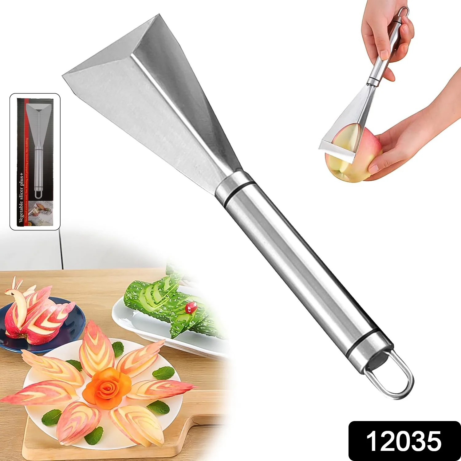 Stainless Steel Fruit Carving Knife - V Shape Channel Knife Tool (1 Pc) - Image 2