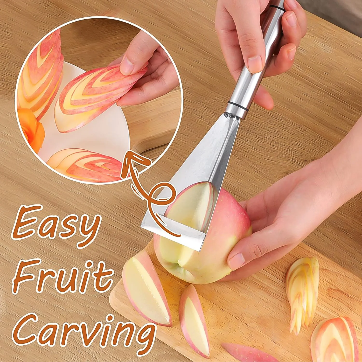 Stainless Steel Fruit Carving Knife - V Shape Channel Knife Tool (1 Pc) - Image 3