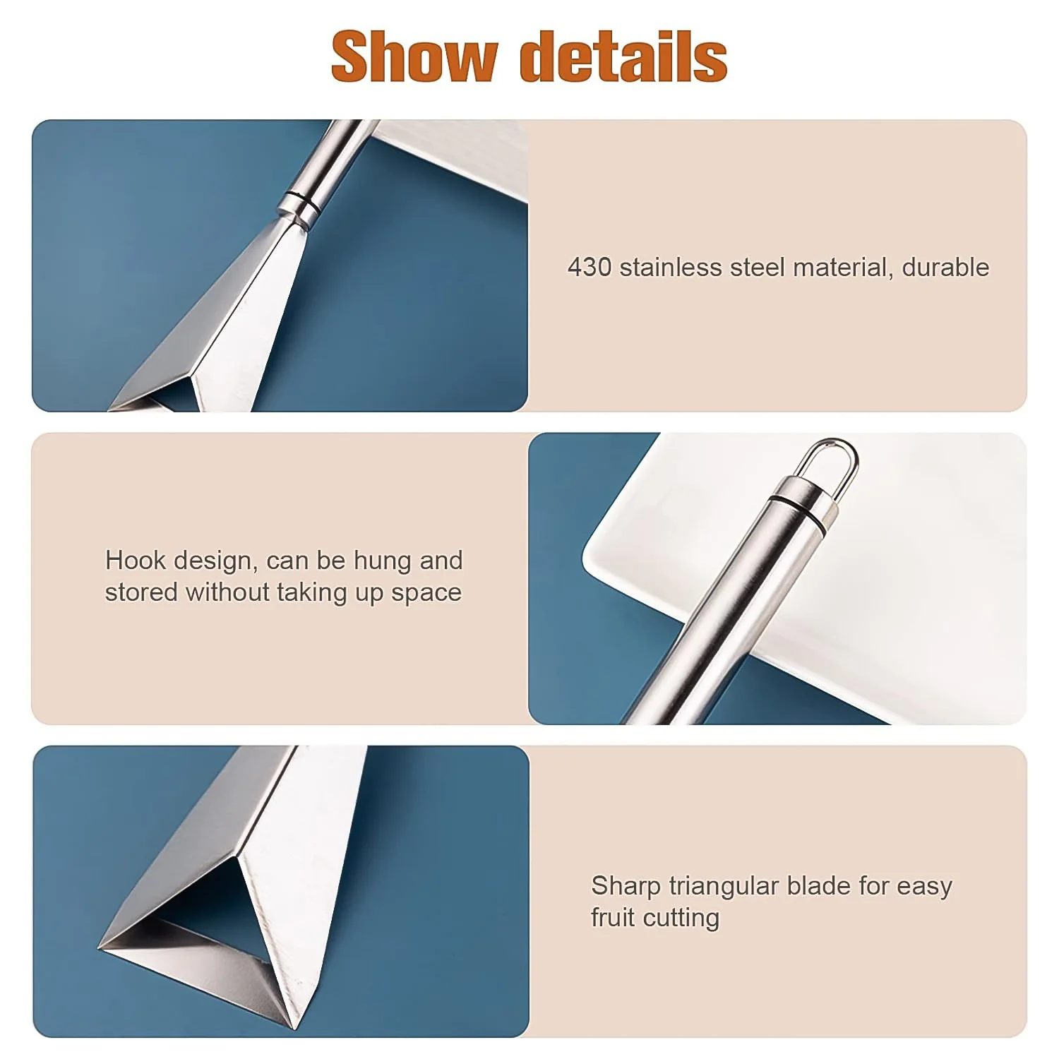 Stainless Steel Fruit Carving Knife - V Shape Channel Knife Tool (1 Pc) - Image 4