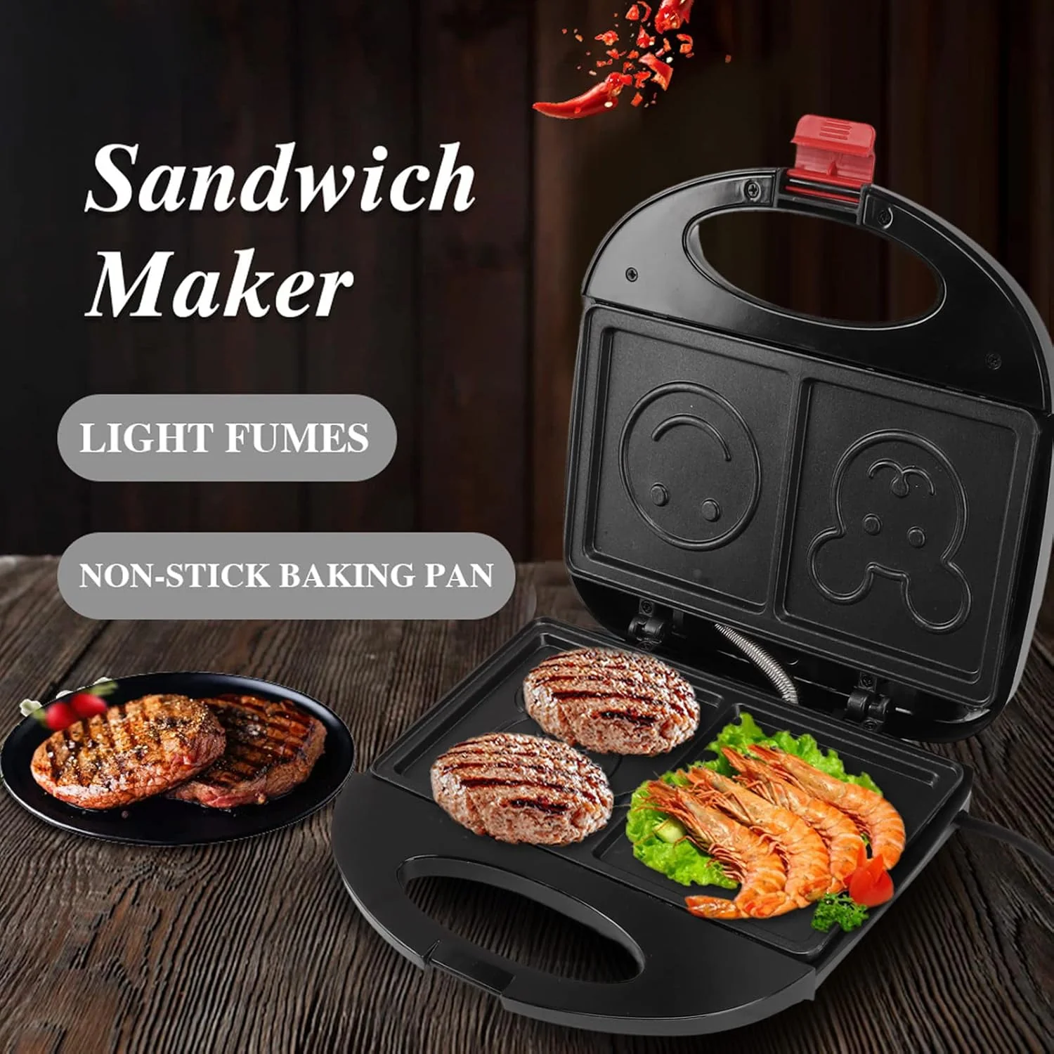 Double Sided Heating 750W Electric Sandwich Maker (1 Pc) - Image 6