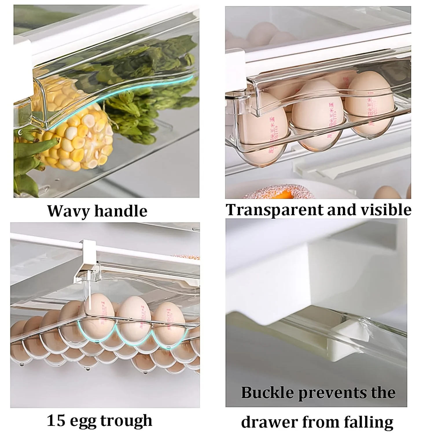 Egg Holder For Refrigerator Set Hanging Fridge Organizer Drawer (1 Pc) - Image 6