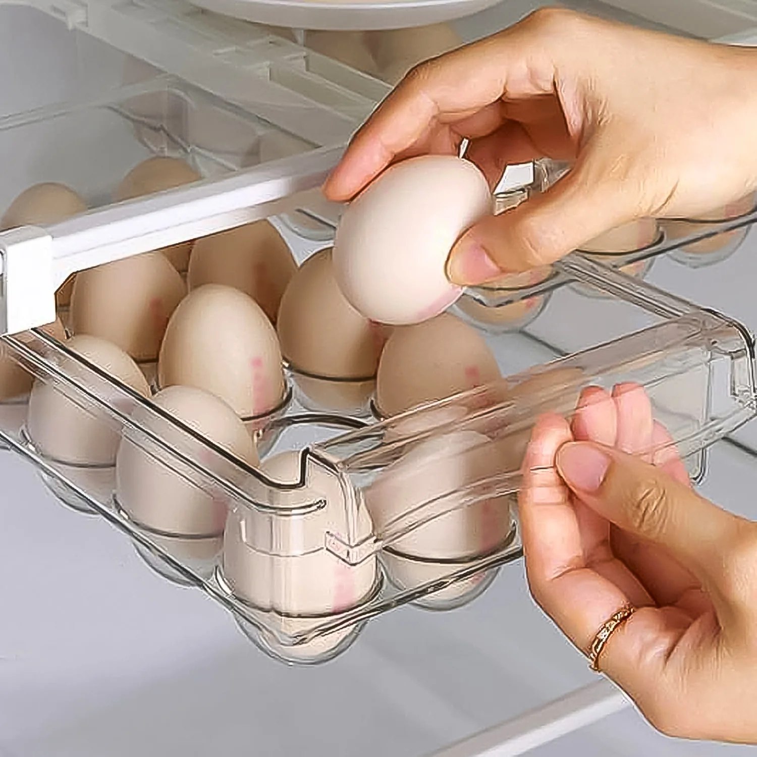 Egg Holder For Refrigerator Set Hanging Fridge Organizer Drawer (1 Pc) - Image 7