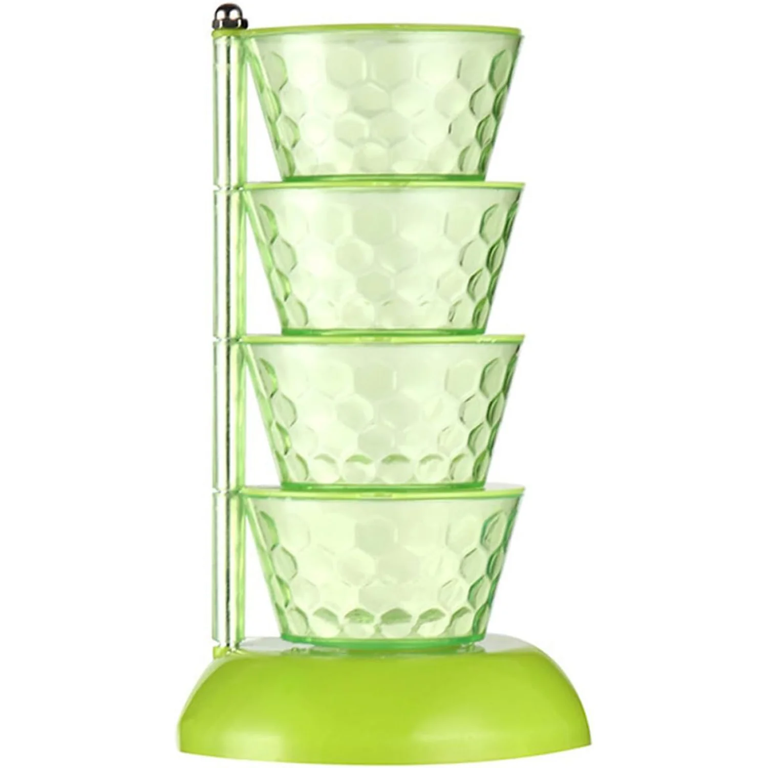 4 Section 360° Rotating Box Plastic Pickle Tower Spice Rack with 4 Spoons 1 Set - Image 5