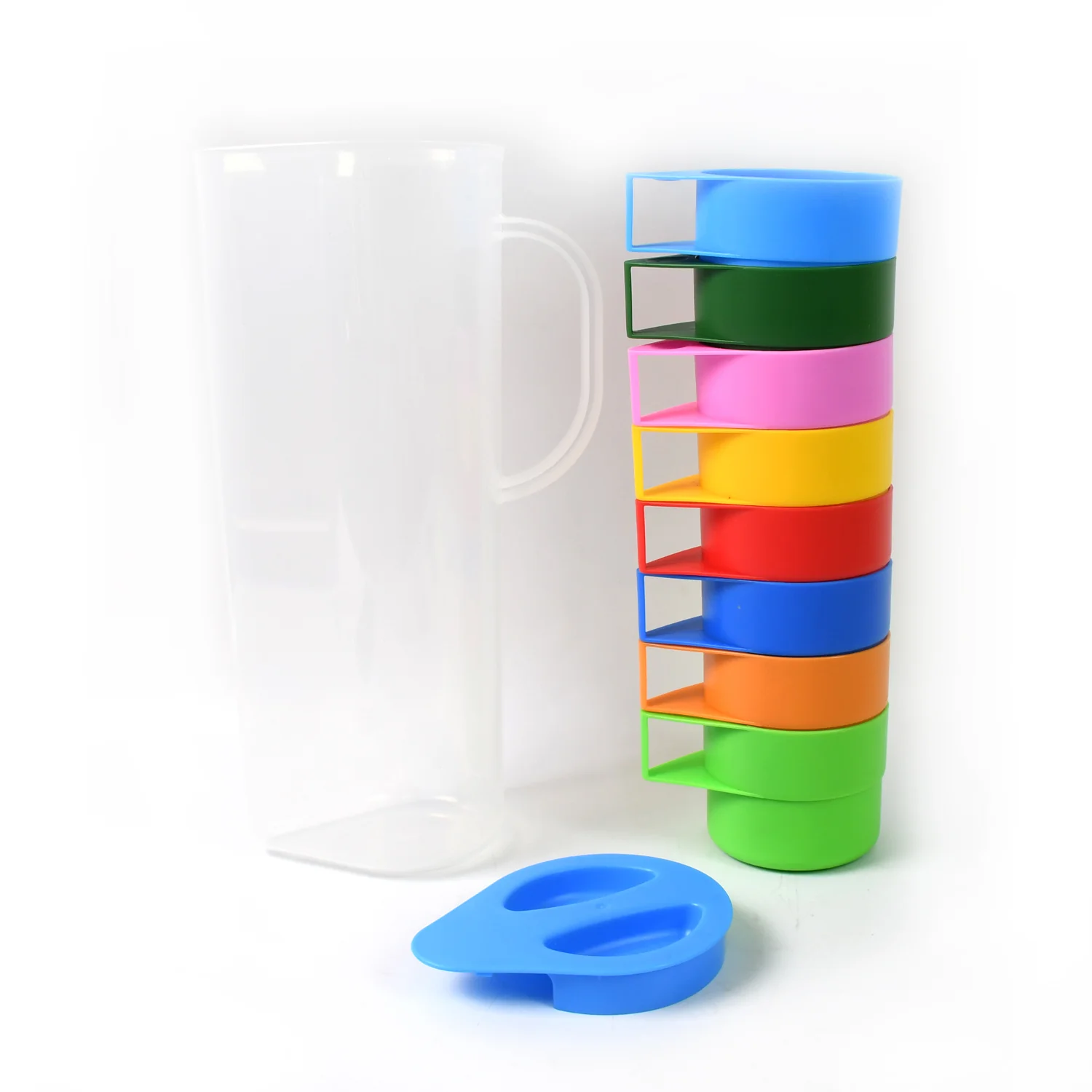 Rainbow Picnic Plastic Pitcher / Jug / Kettle Glass / Cup Set Water (9 Pcs Set) - Image 5