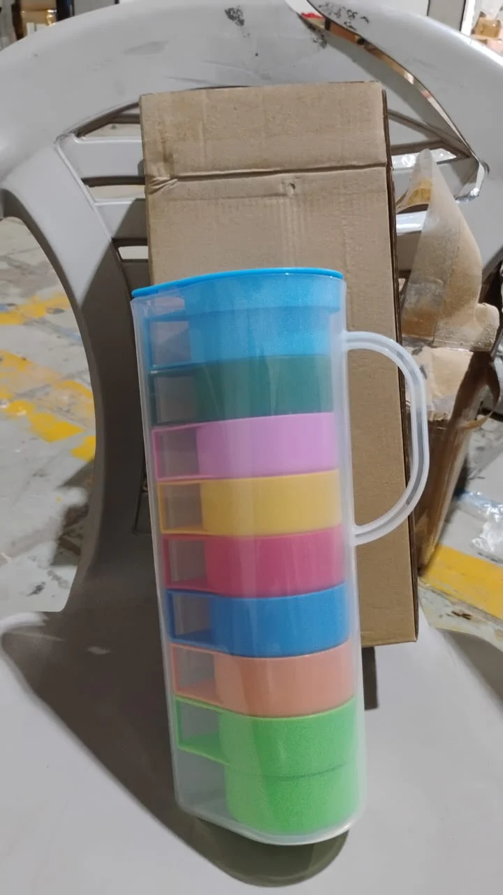 Rainbow Picnic Plastic Pitcher / Jug / Kettle Glass / Cup Set Water (9 Pcs Set) - Image 8