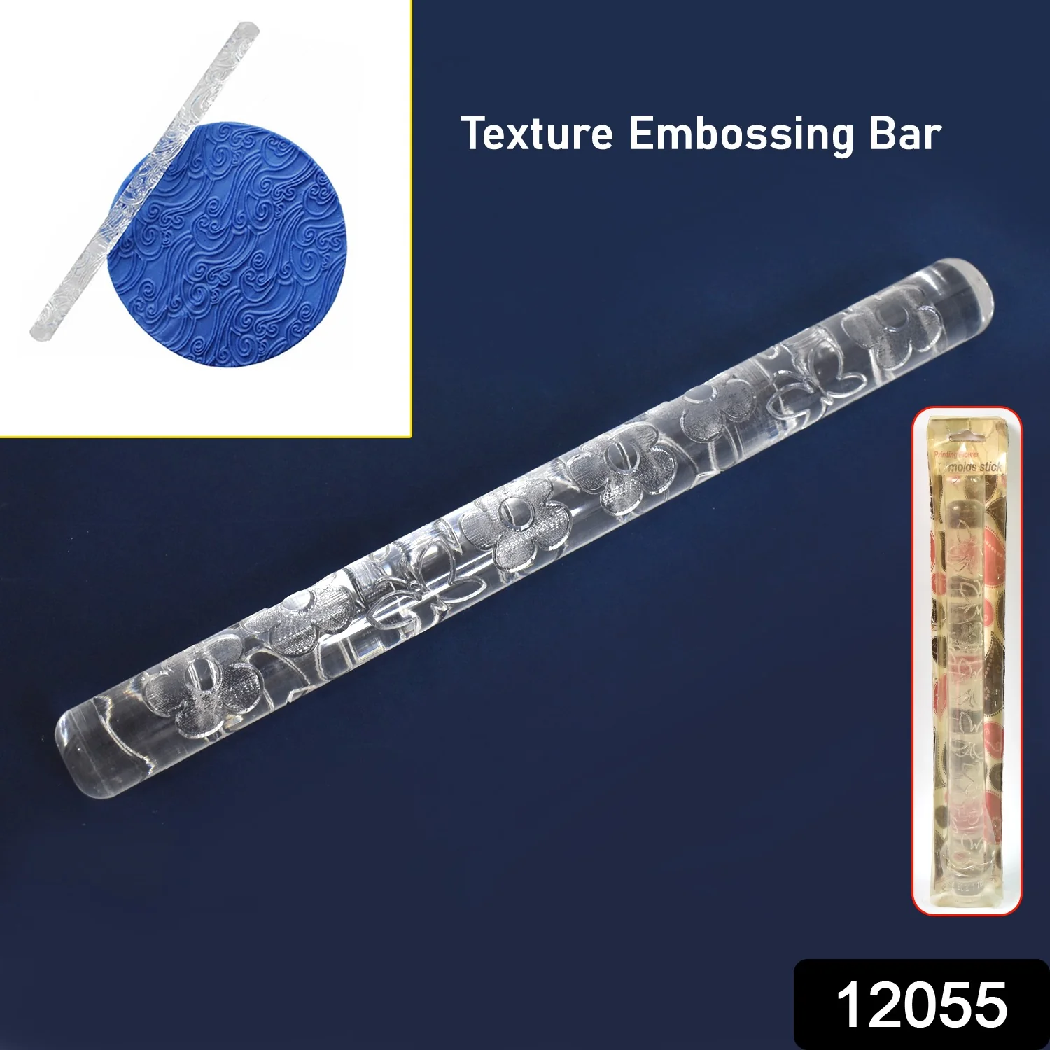 Textured Embossed Acrylic Rolling Pins Fondant Cake Decorating Tools (1 Pc) - Image 2