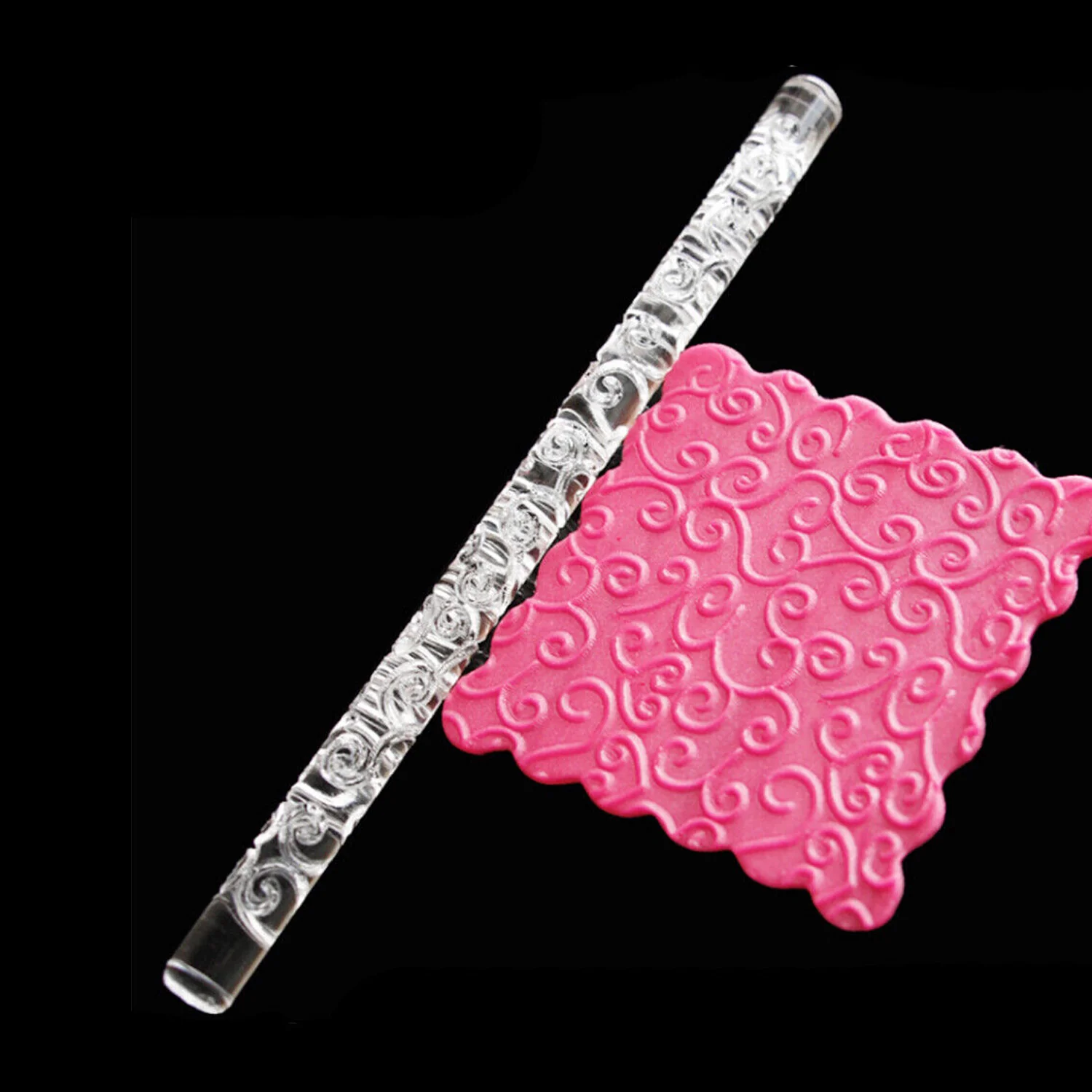 Textured Embossed Acrylic Rolling Pins Fondant Cake Decorating Tools (1 Pc) - Image 3